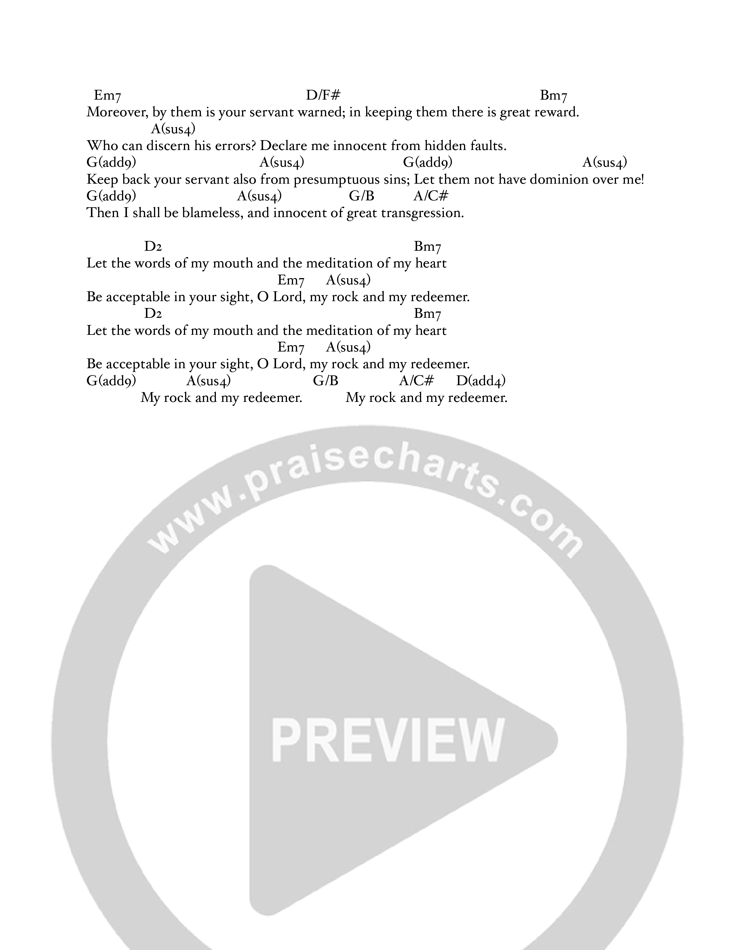 Psalm 19 Chord Chart (The Corner Room)