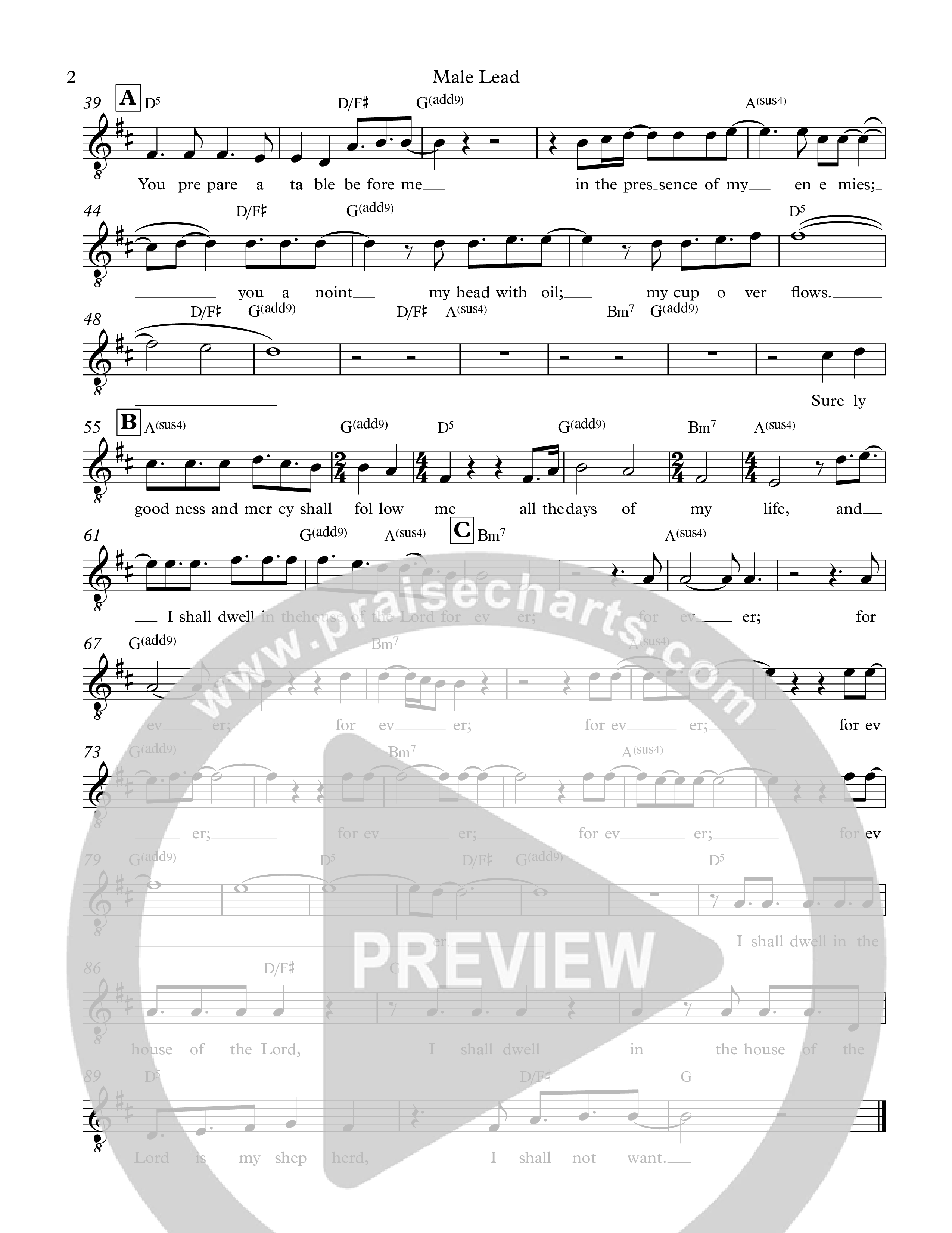 Psalm 23 Lead Sheet Melody (The Corner Room)