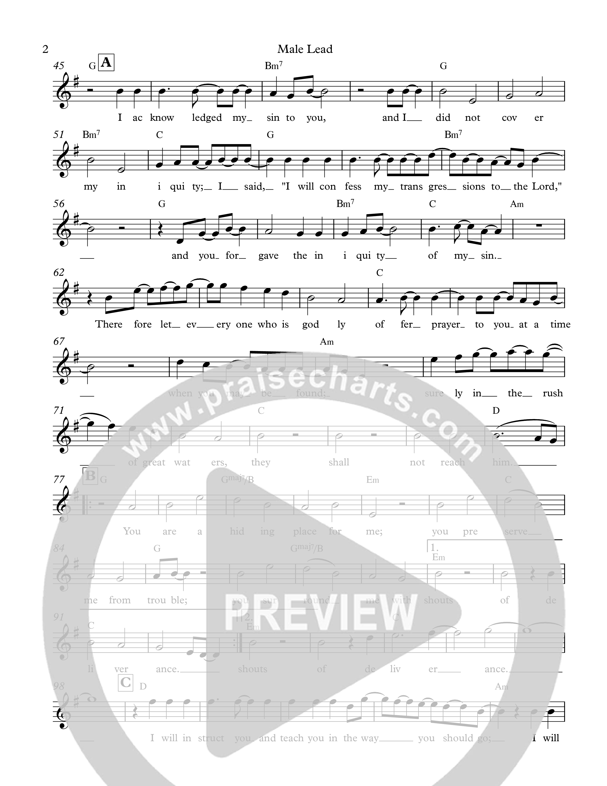 Psalm 32 Lead Sheet Melody (The Corner Room)