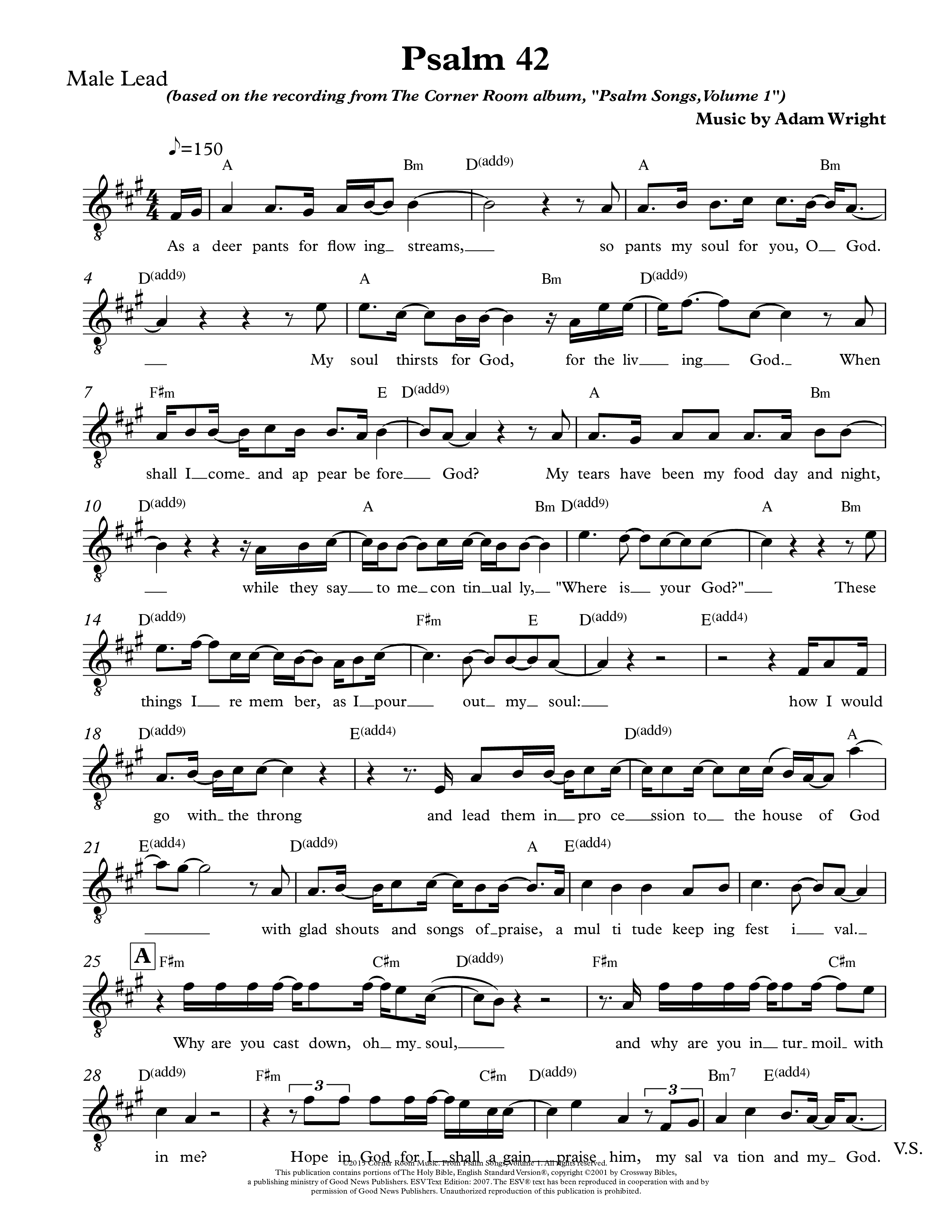 Psalm 42 Lead Sheet Melody (The Corner Room)