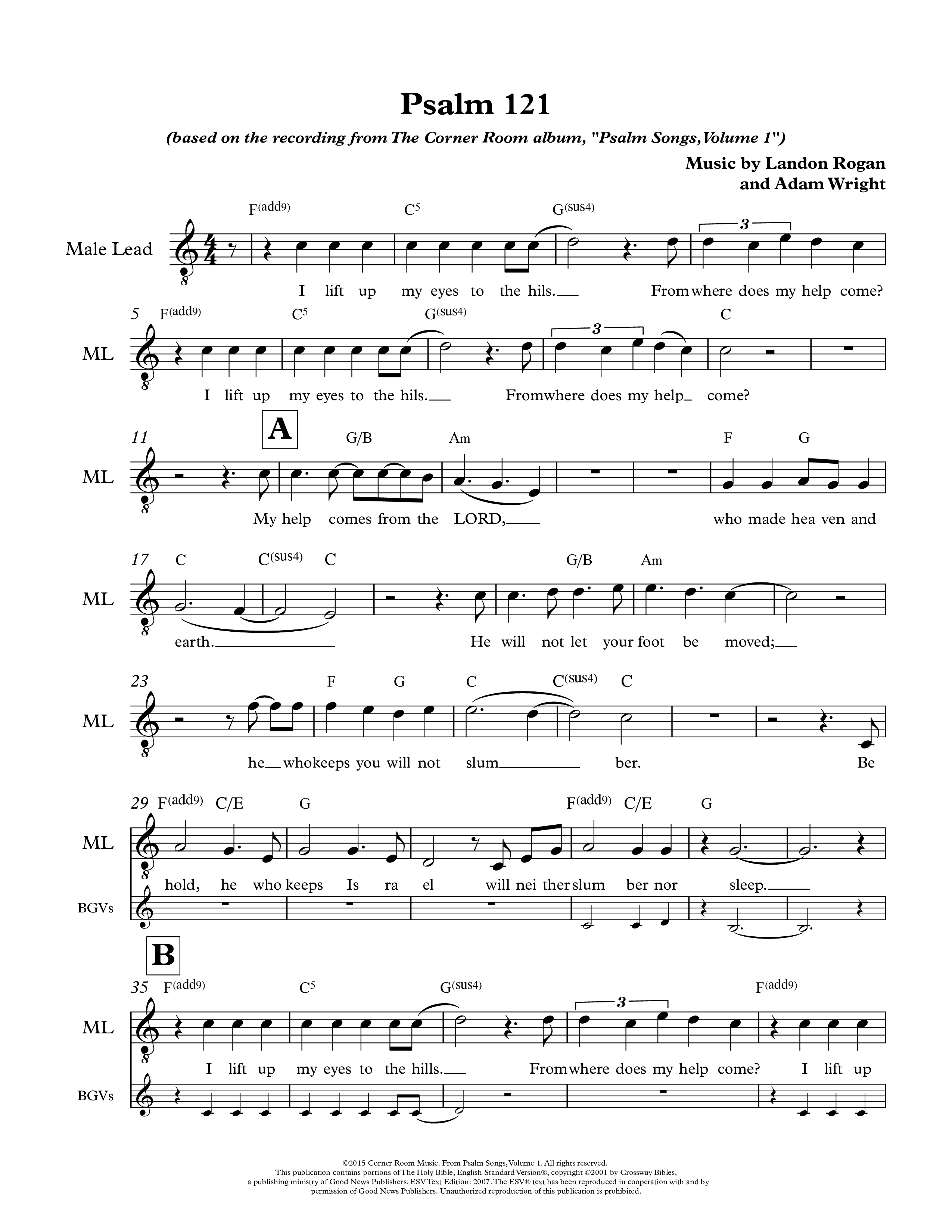 Psalm 121 Choir Sheet (The Corner Room)