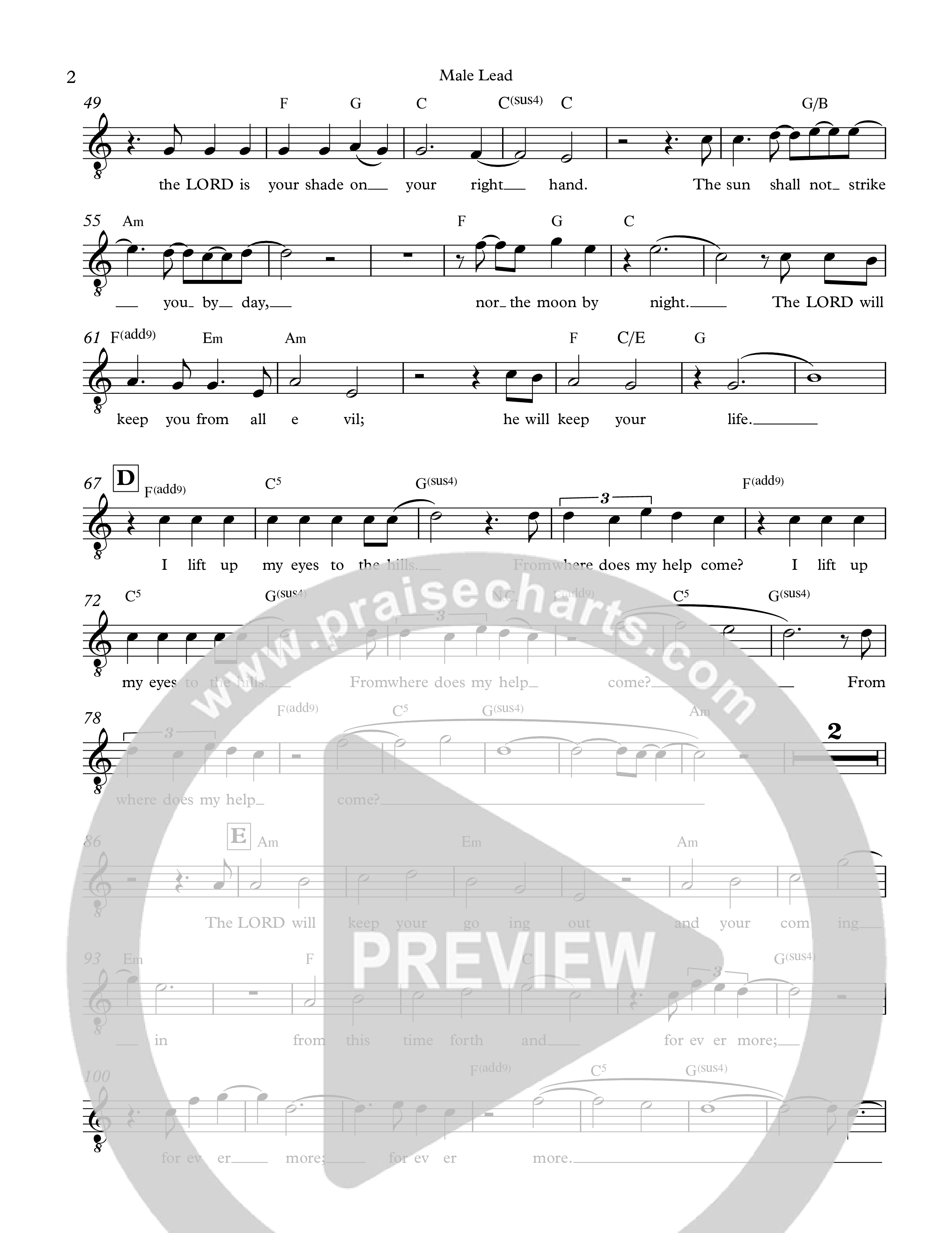 Psalm 121 Lead Sheet Melody (The Corner Room)