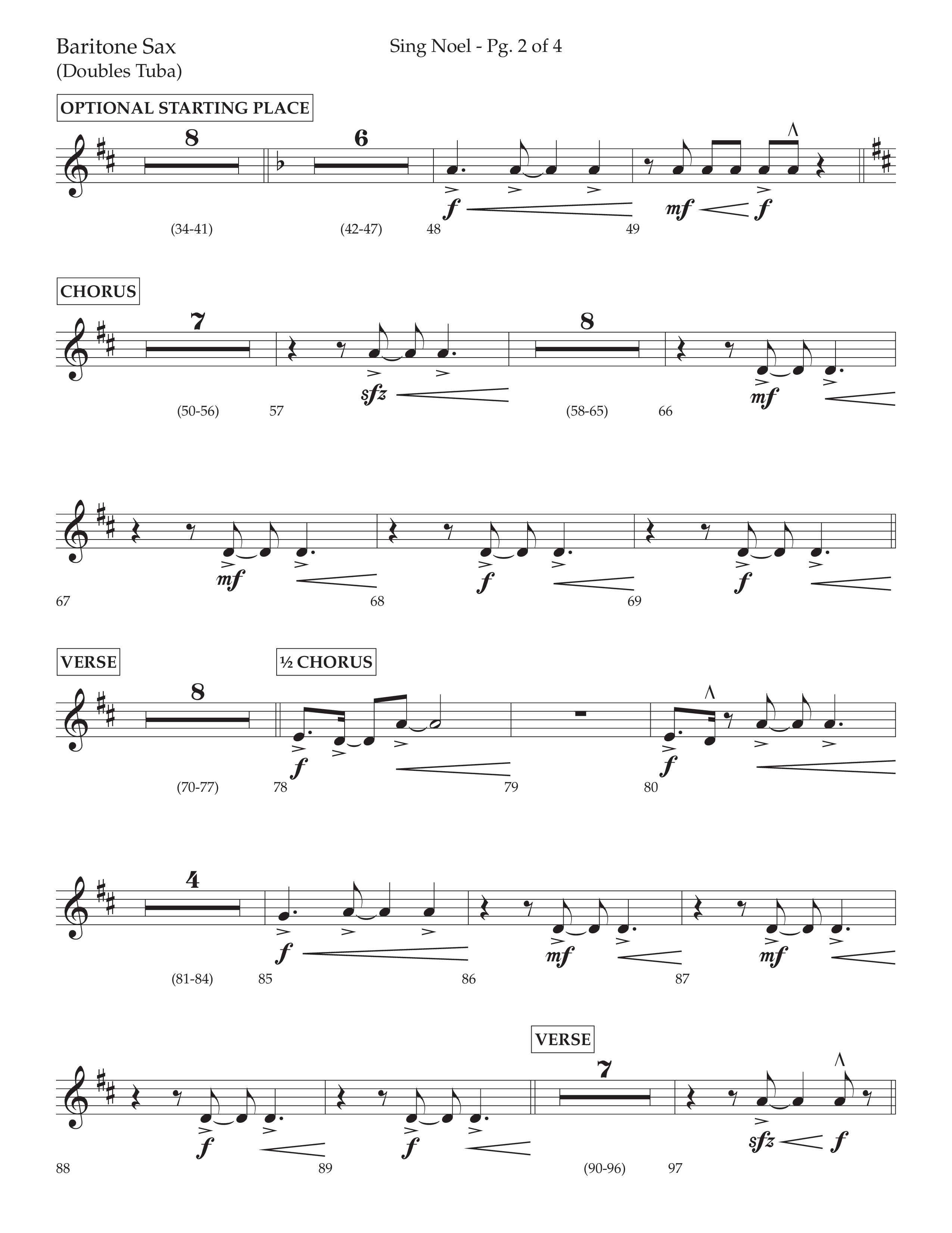 Sing Noel (with Angels We Have Heard on High) (Choral Anthem SATB) Bari Sax (Lifeway Choral / Arr. Cliff Duren)