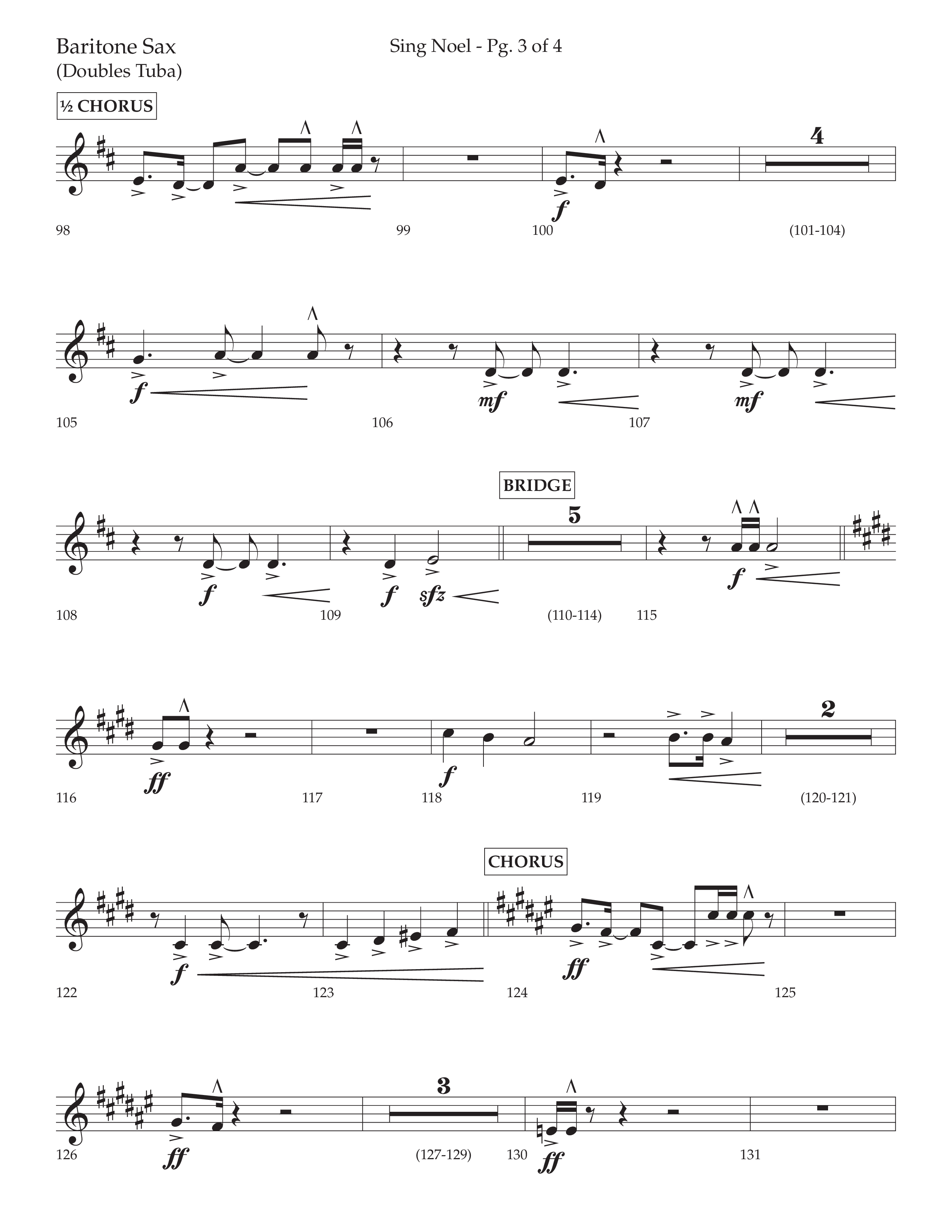 Sing Noel (with Angels We Have Heard on High) (Choral Anthem SATB) Bari Sax (Lifeway Choral / Arr. Cliff Duren)