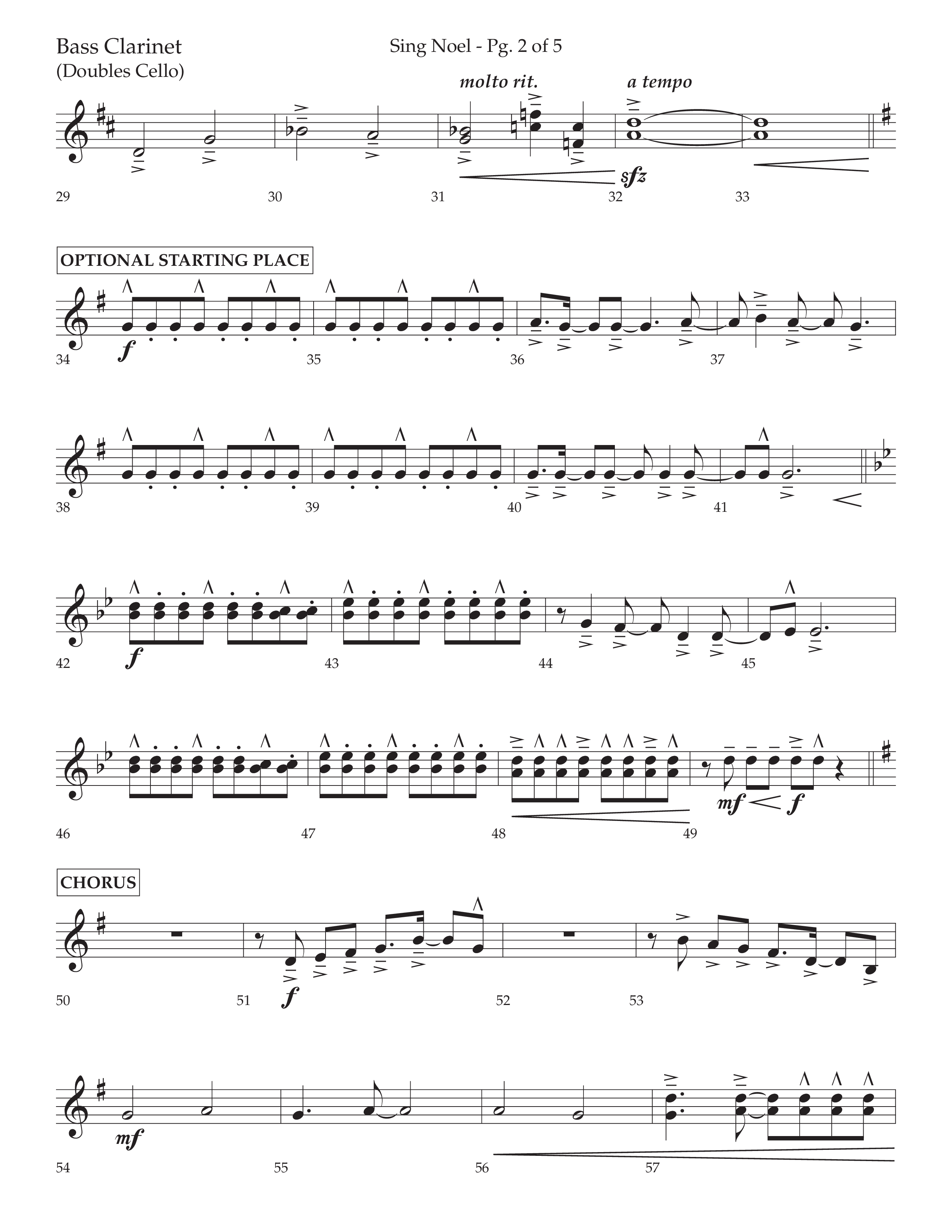 Sing Noel (with Angels We Have Heard on High) (Choral Anthem SATB) Bass Clarinet (Lifeway Choral / Arr. Cliff Duren)