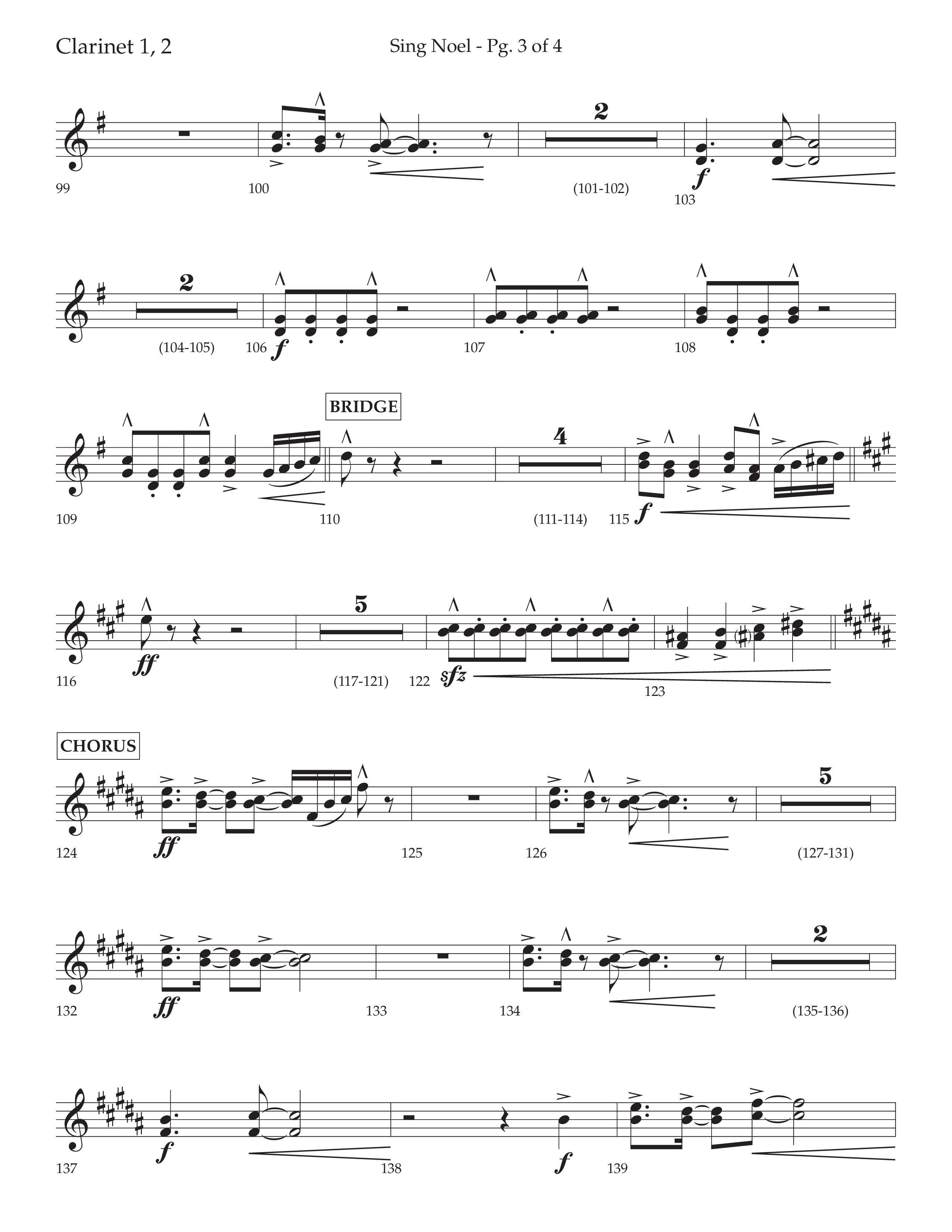 Sing Noel (with Angels We Have Heard on High) (Choral Anthem SATB) Clarinet 1/2 (Lifeway Choral / Arr. Cliff Duren)