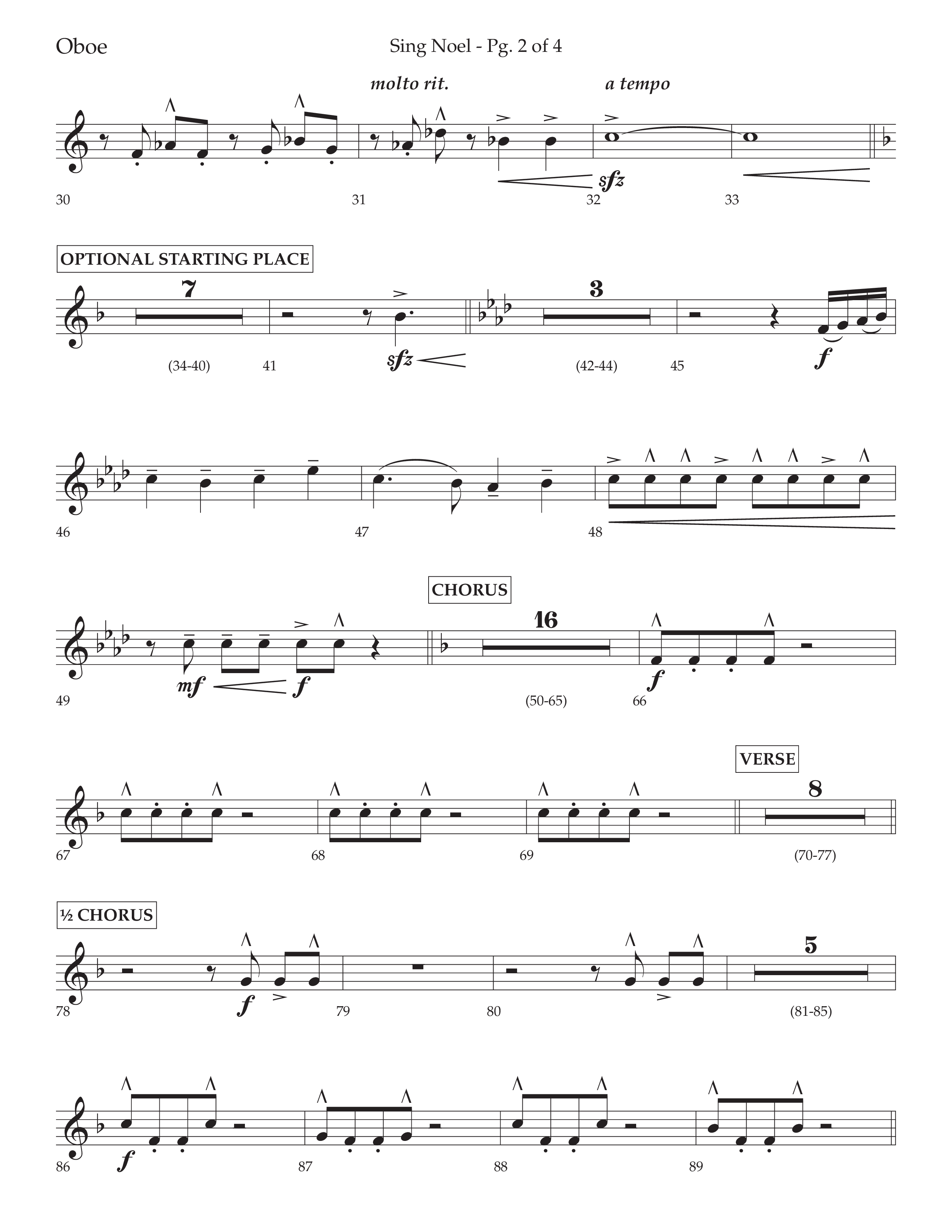 Sing Noel (with Angels We Have Heard on High) (Choral Anthem SATB) Oboe (Lifeway Choral / Arr. Cliff Duren)