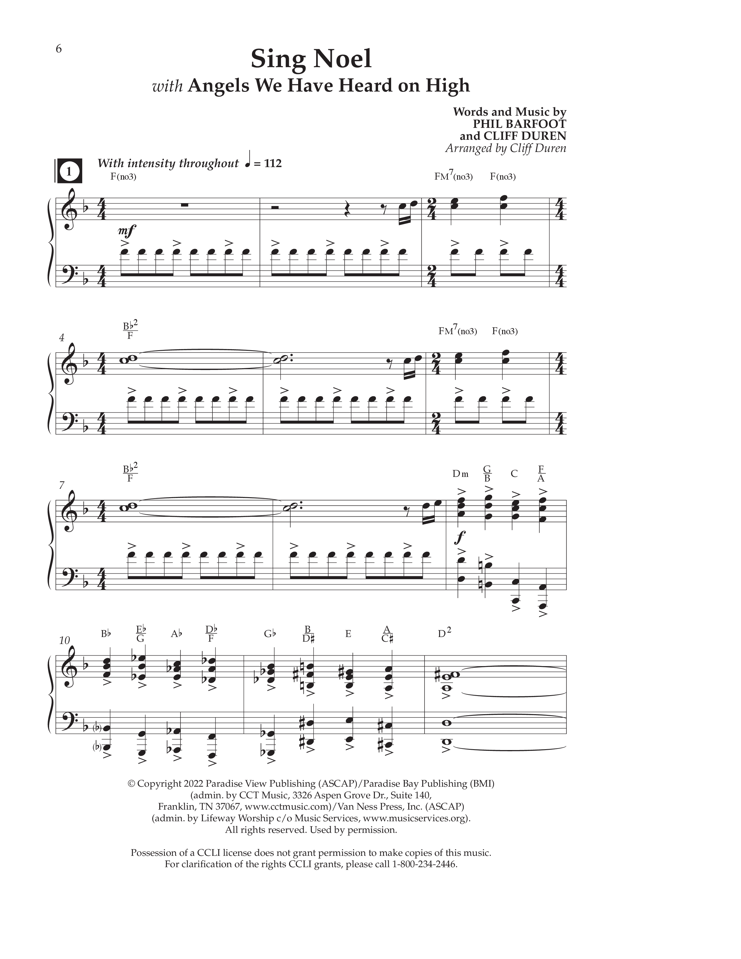 Sing Noel (with Angels We Have Heard on High) (Choral Anthem SATB) Anthem (SATB/Piano) (Lifeway Choral / Arr. Cliff Duren)