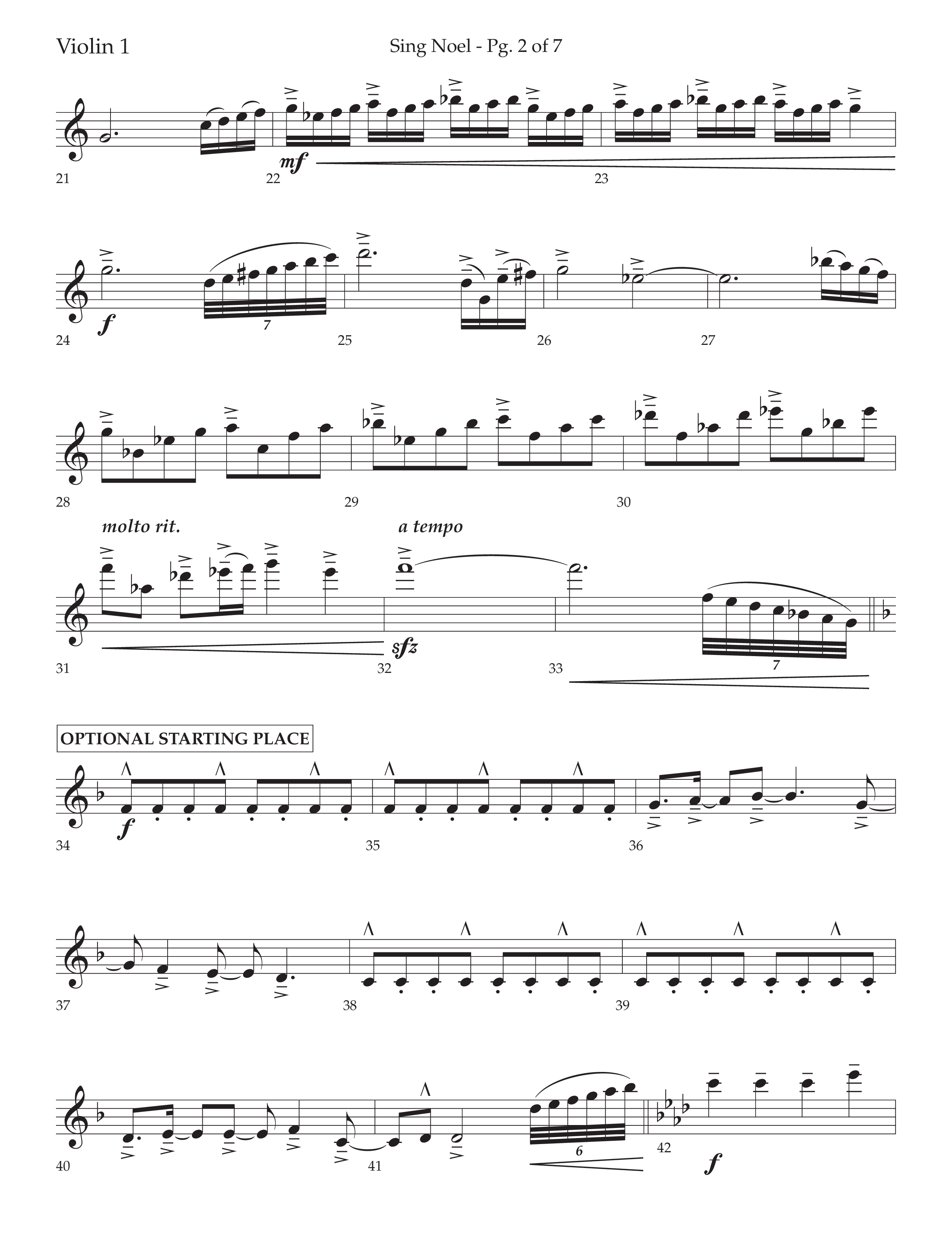 Sing Noel (with Angels We Have Heard on High) (Choral Anthem SATB) Violin 1 (Lifeway Choral / Arr. Cliff Duren)