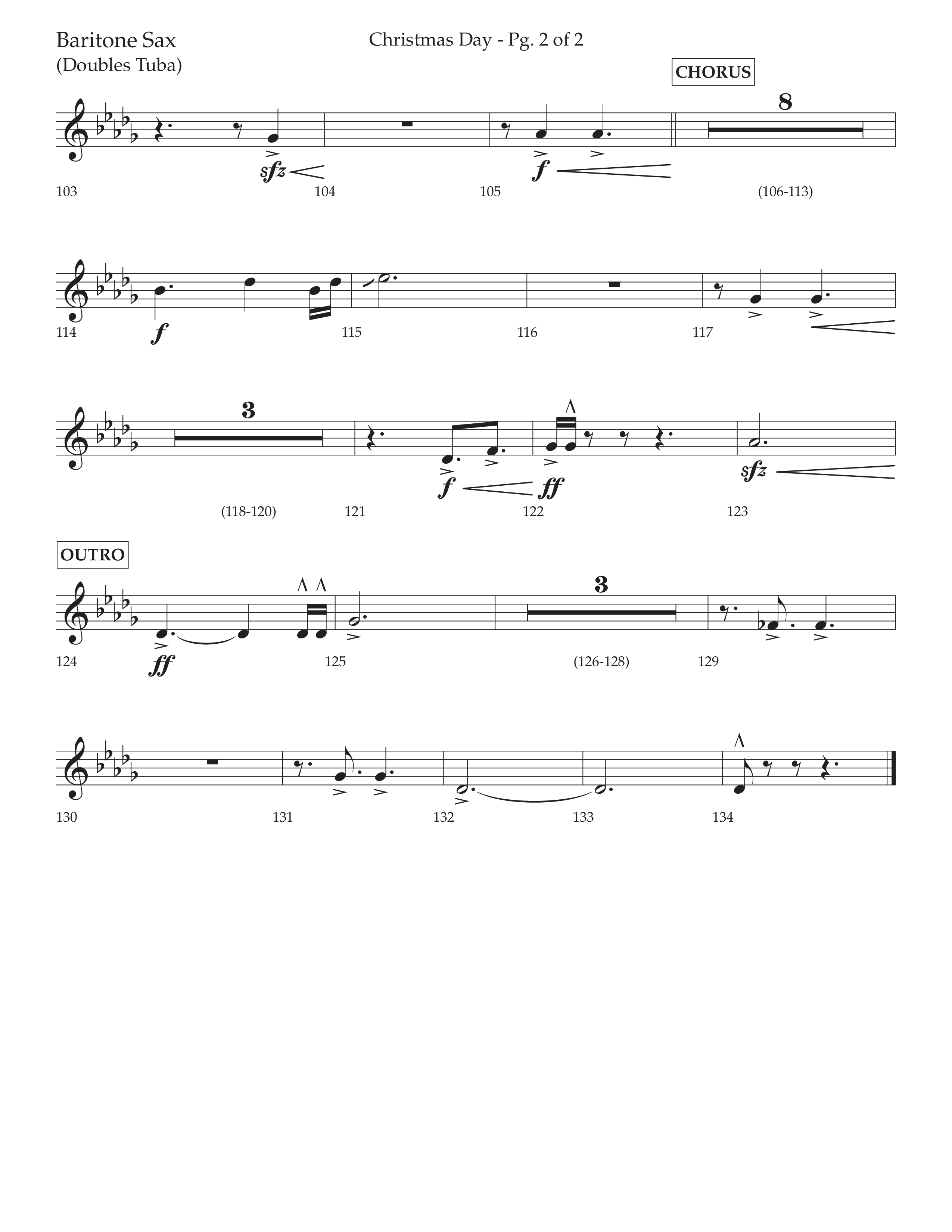 Christmas Day (Choral Anthem SATB) Bari Sax (Lifeway Choral / Arr. David Wise / Orch. Cliff Duren)