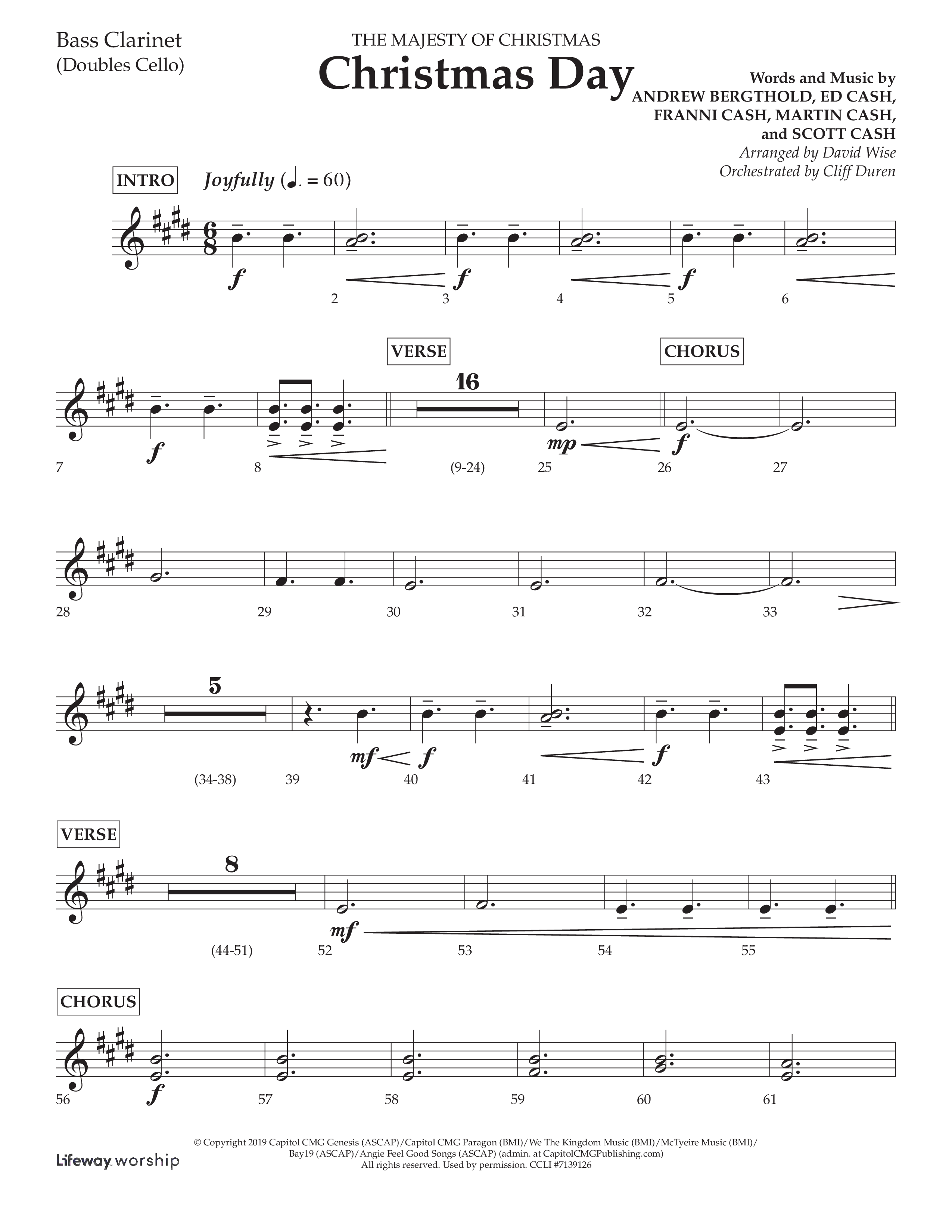 Christmas Day (Choral Anthem SATB) Bass Clarinet (Lifeway Choral / Arr. David Wise / Orch. Cliff Duren)