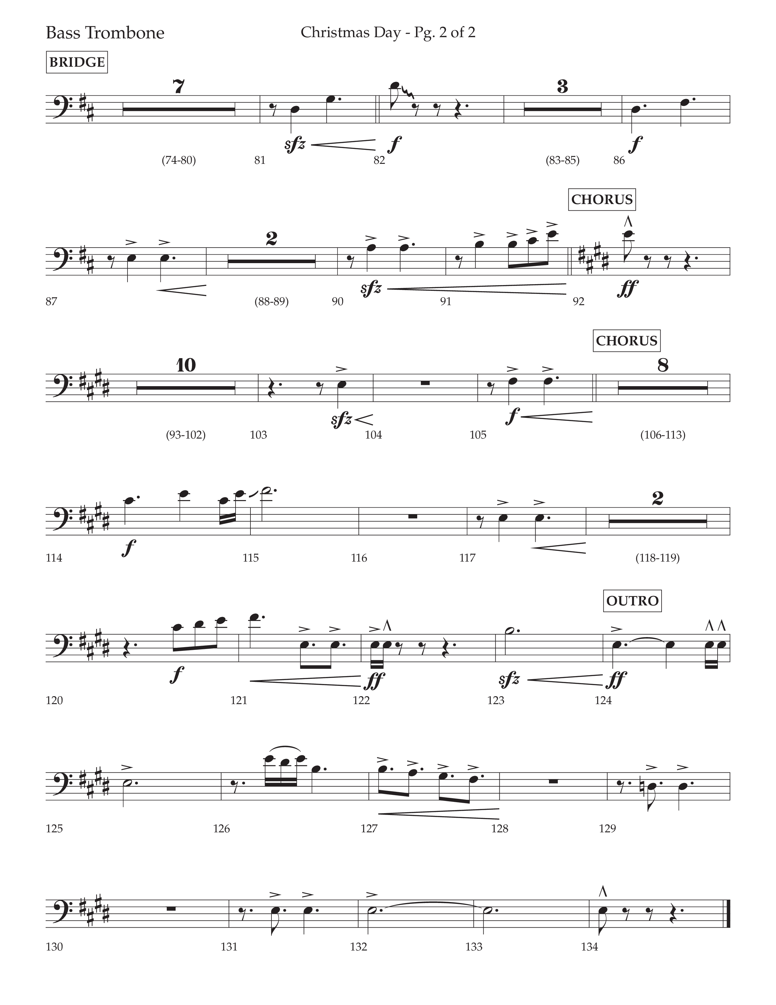 Christmas Day (Choral Anthem SATB) Bass Trombone (Lifeway Choral / Arr. David Wise / Orch. Cliff Duren)