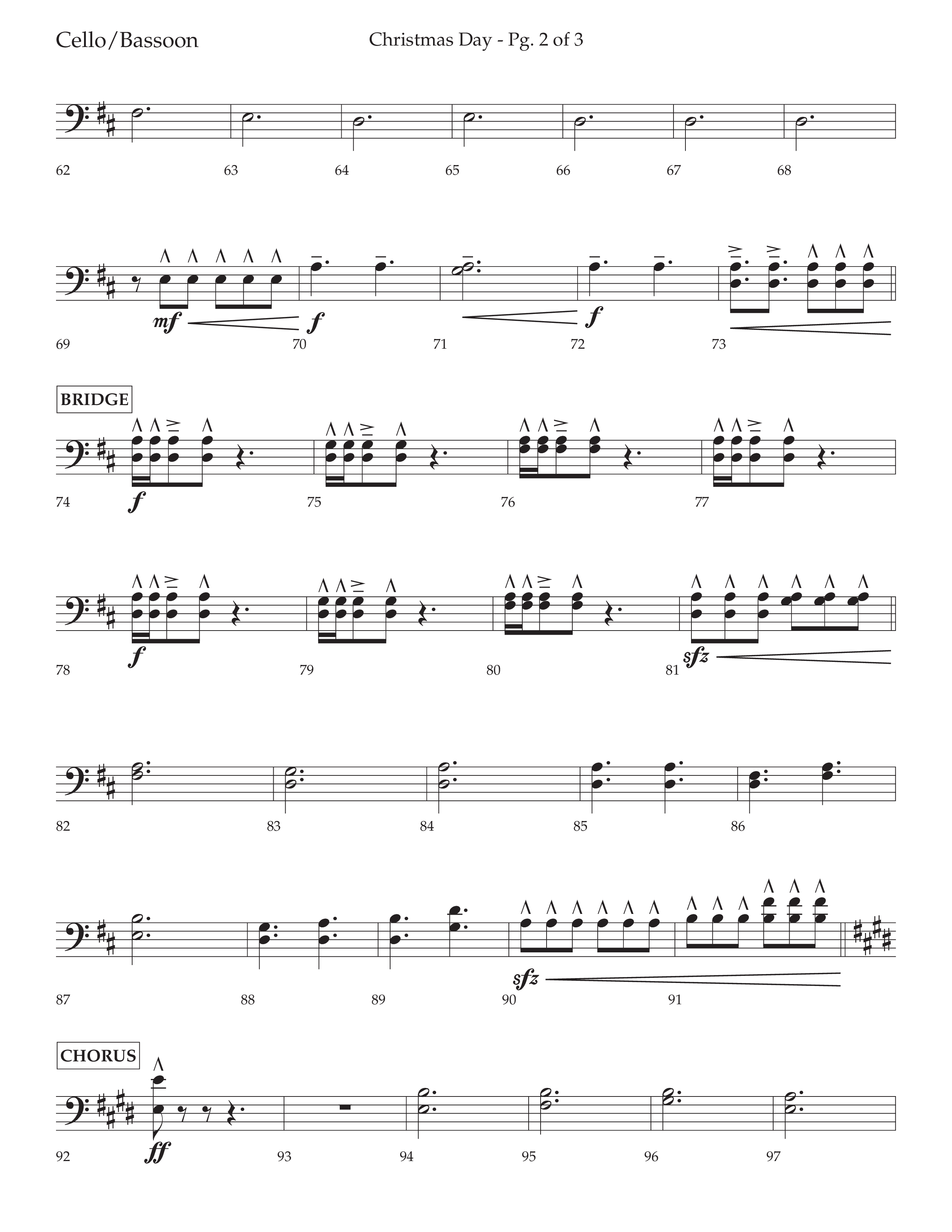 Christmas Day (Choral Anthem SATB) Cello (Lifeway Choral / Arr. David Wise / Orch. Cliff Duren)