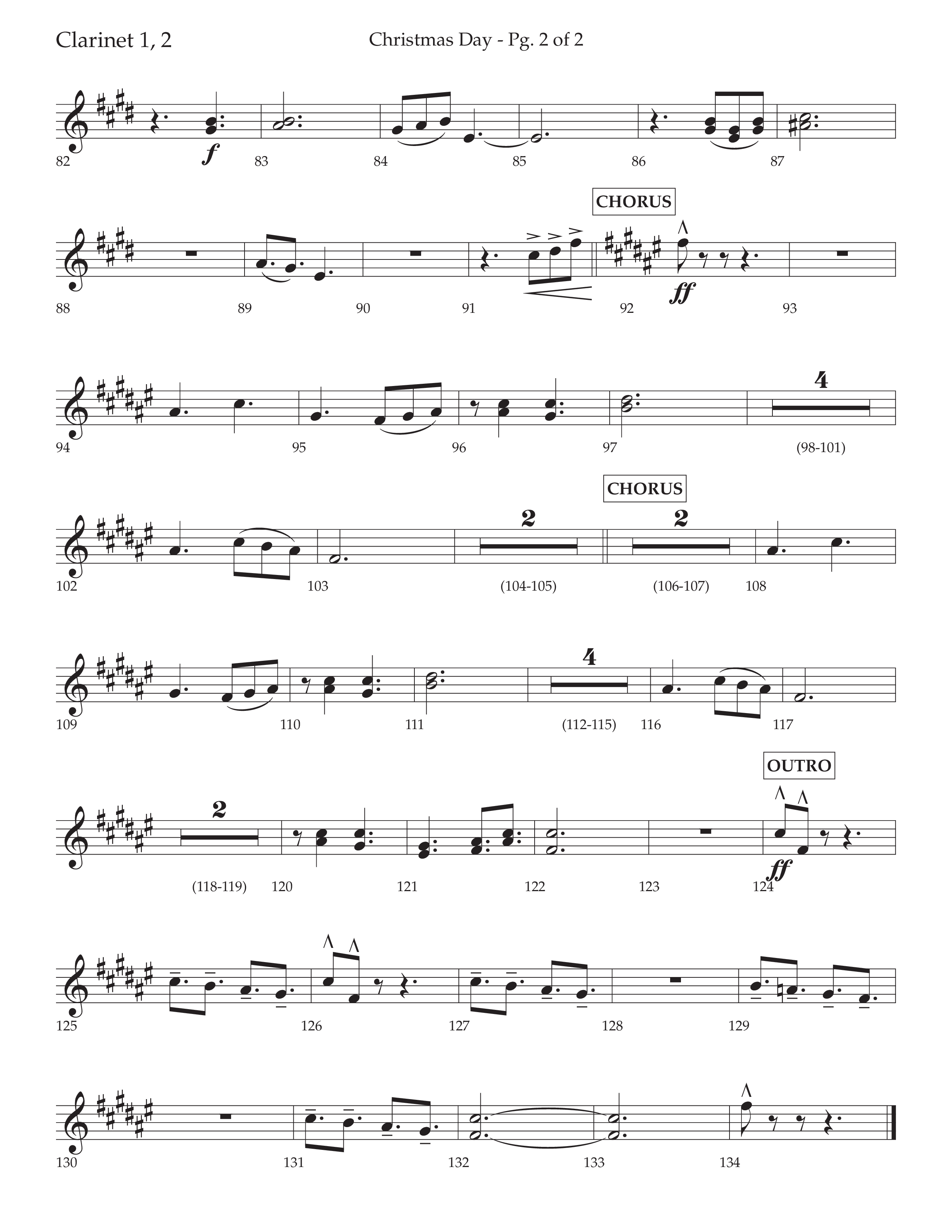 Christmas Day (Choral Anthem SATB) Clarinet 1/2 (Lifeway Choral / Arr. David Wise / Orch. Cliff Duren)