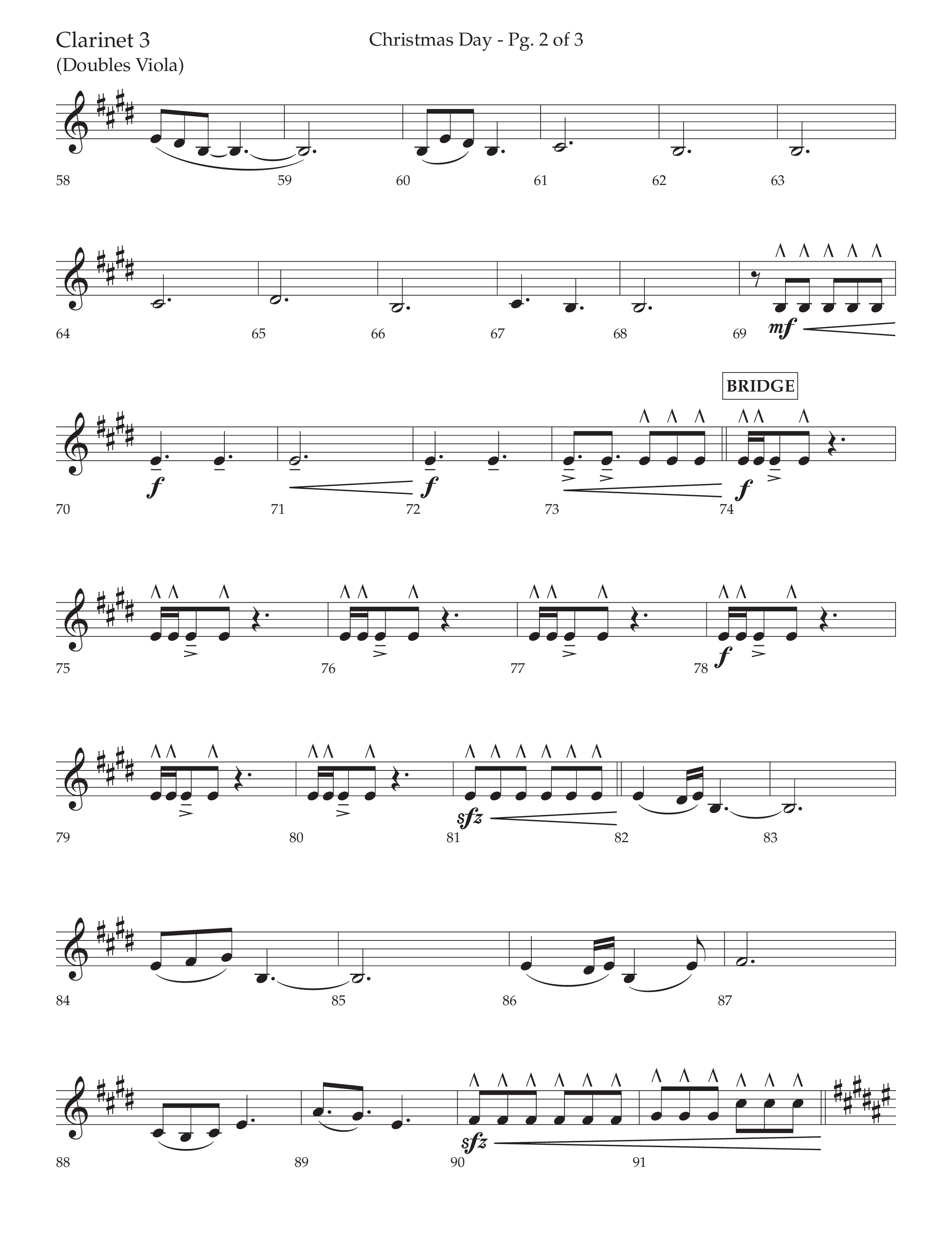 Christmas Day (Choral Anthem SATB) Clarinet 3 (Lifeway Choral / Arr. David Wise / Orch. Cliff Duren)