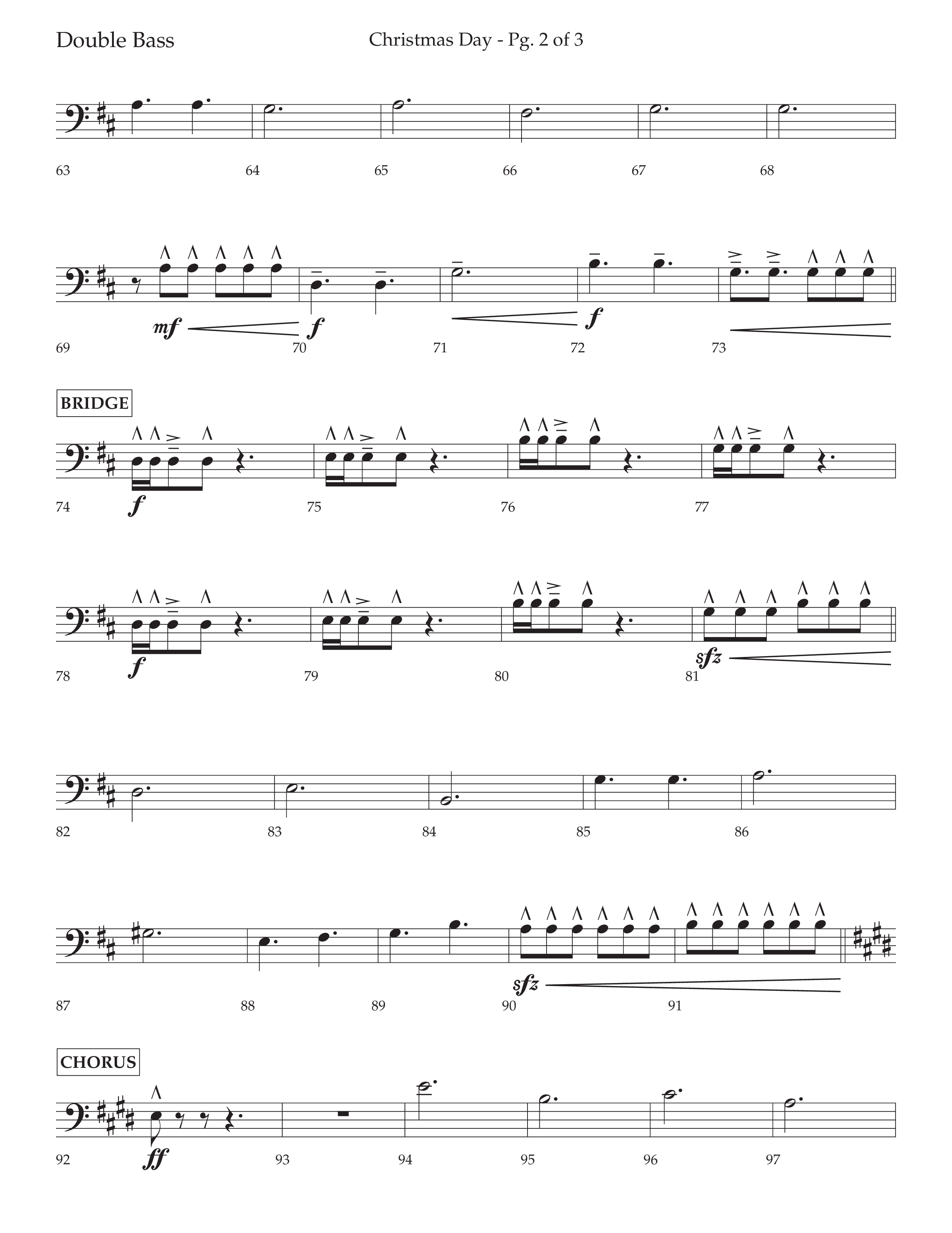 Christmas Day (Choral Anthem SATB) Double Bass (Lifeway Choral / Arr. David Wise / Orch. Cliff Duren)