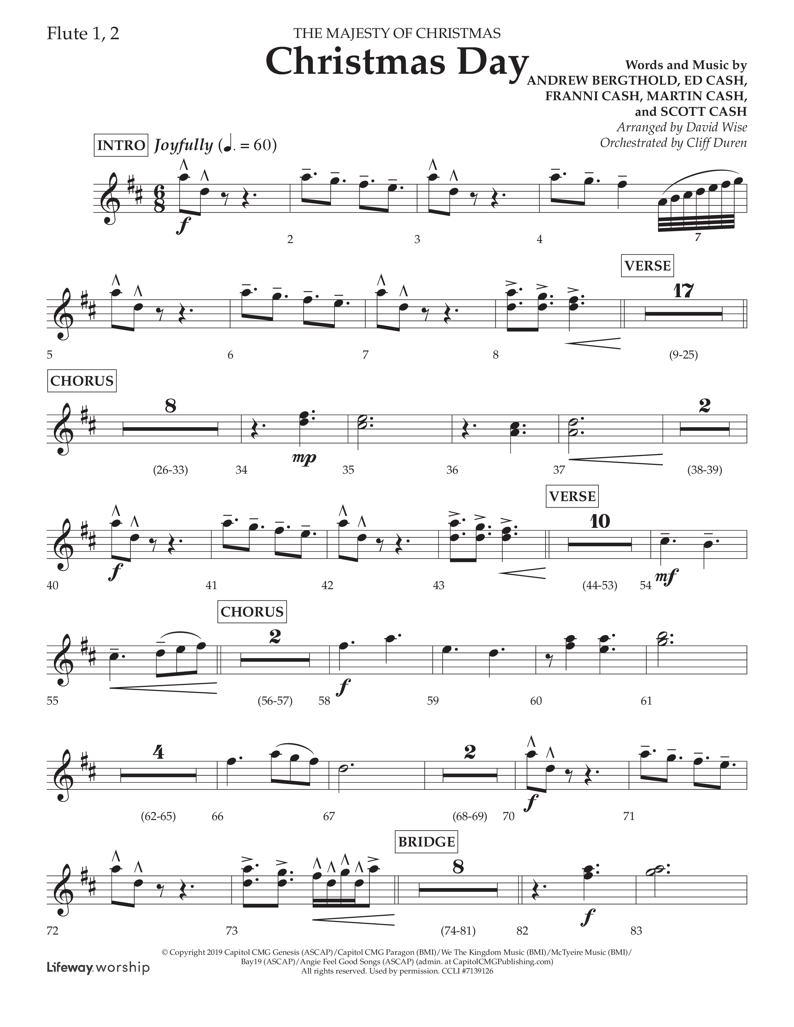 Christmas Day (Choral Anthem SATB) Flute 1/2 (Lifeway Choral / Arr. David Wise / Orch. Cliff Duren)