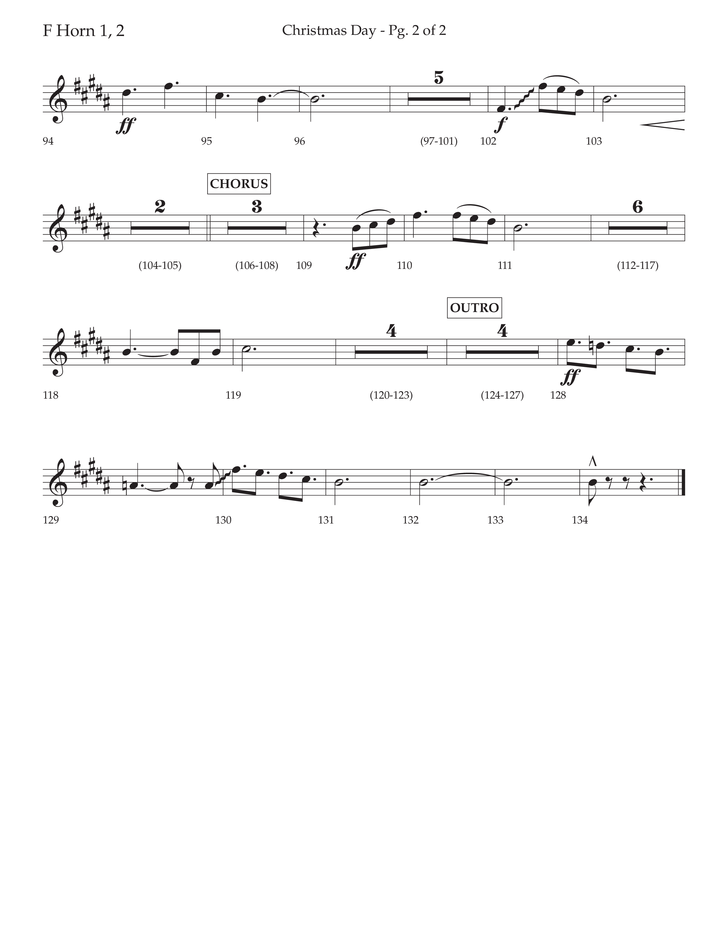 Christmas Day (Choral Anthem SATB) French Horn 1/2 (Lifeway Choral / Arr. David Wise / Orch. Cliff Duren)