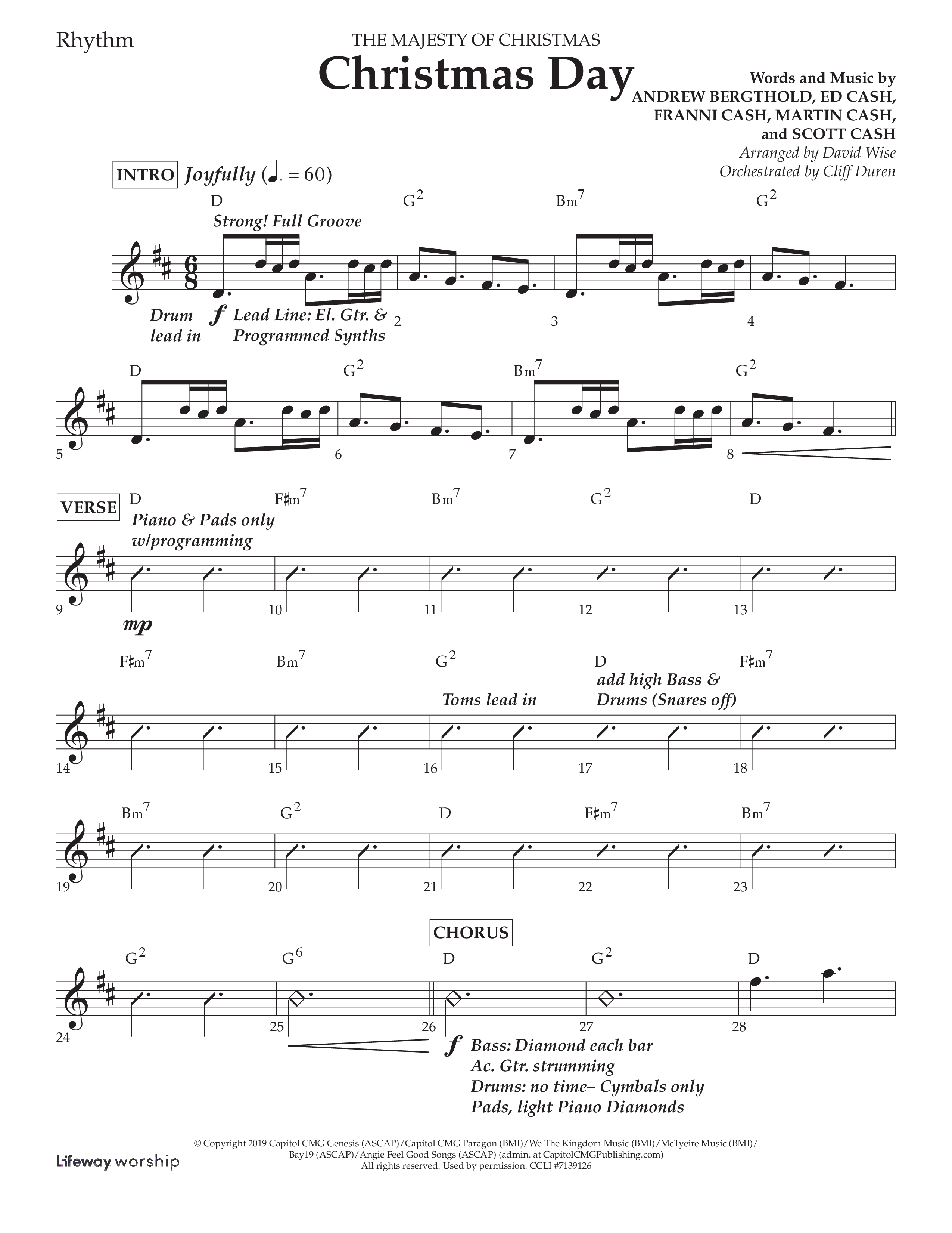 Christmas Day (Choral Anthem SATB) Lead Melody & Rhythm (Lifeway Choral / Arr. David Wise / Orch. Cliff Duren)