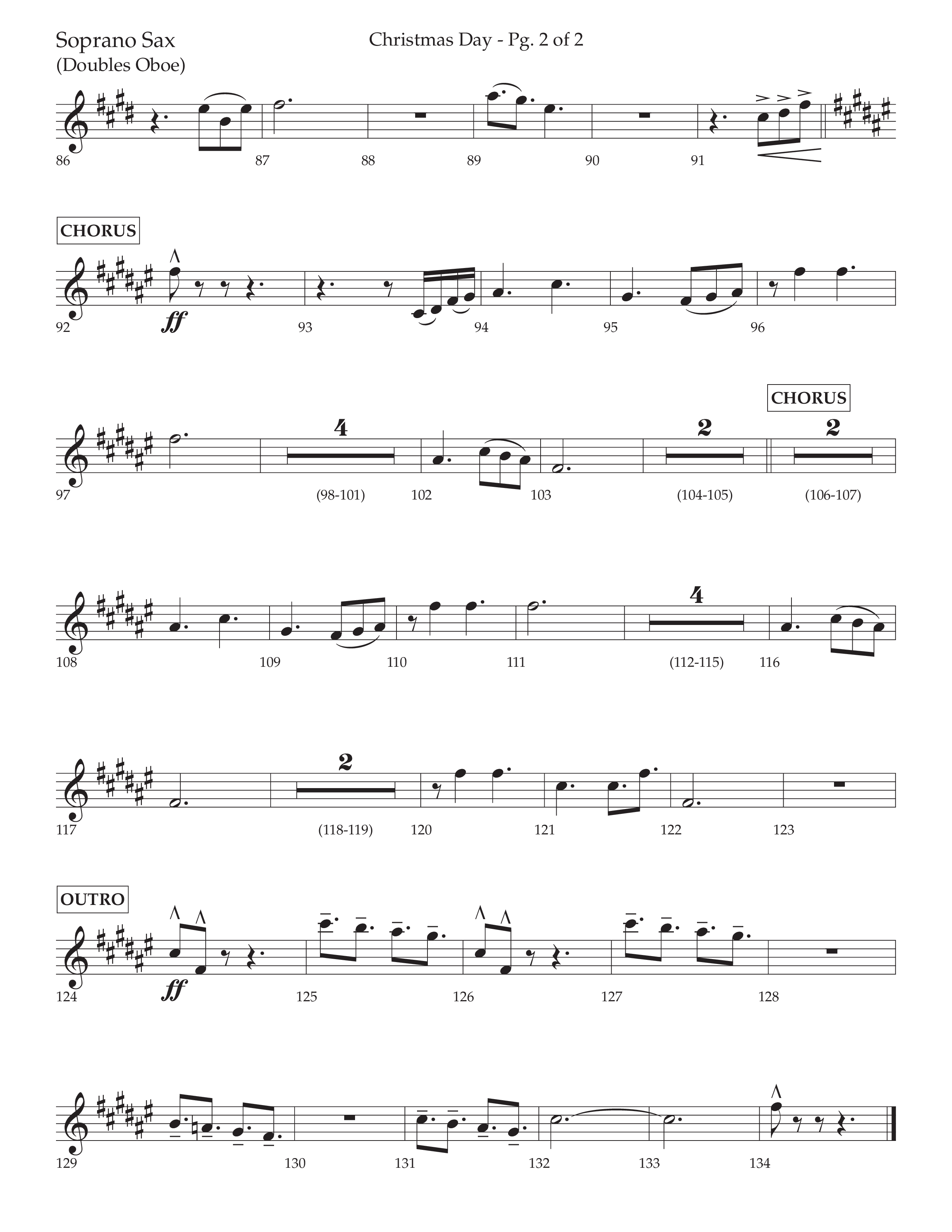 Christmas Day (Choral Anthem SATB) Soprano Sax (Lifeway Choral / Arr. David Wise / Orch. Cliff Duren)