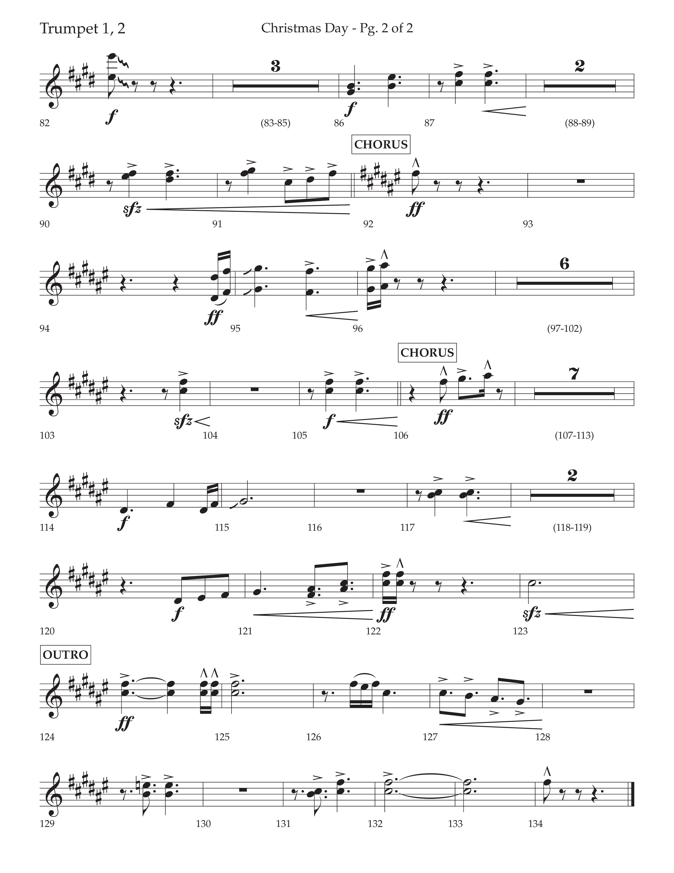 Christmas Day (Choral Anthem SATB) Trumpet 1,2 (Lifeway Choral / Arr. David Wise / Orch. Cliff Duren)