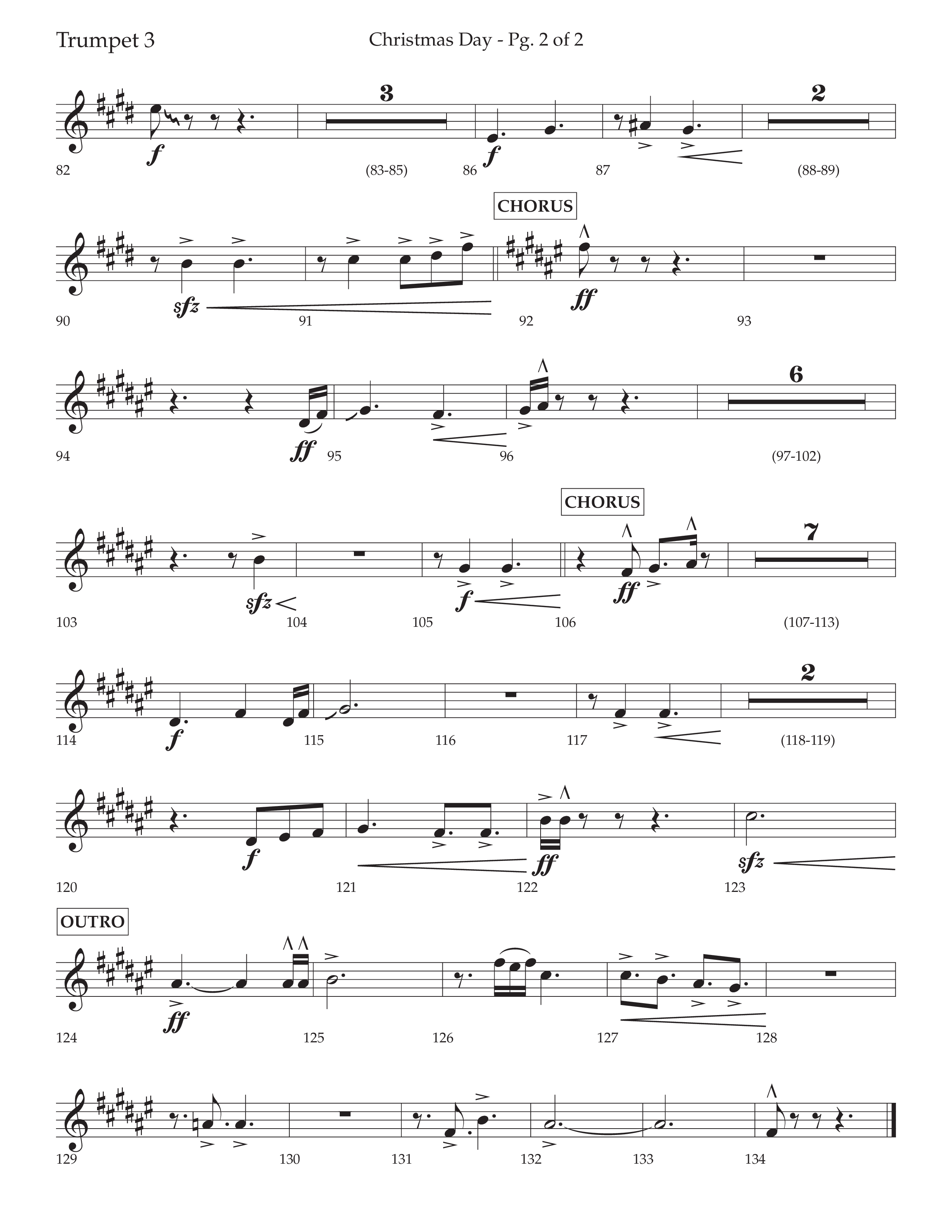 Christmas Day (Choral Anthem SATB) Trumpet 3 (Lifeway Choral / Arr. David Wise / Orch. Cliff Duren)