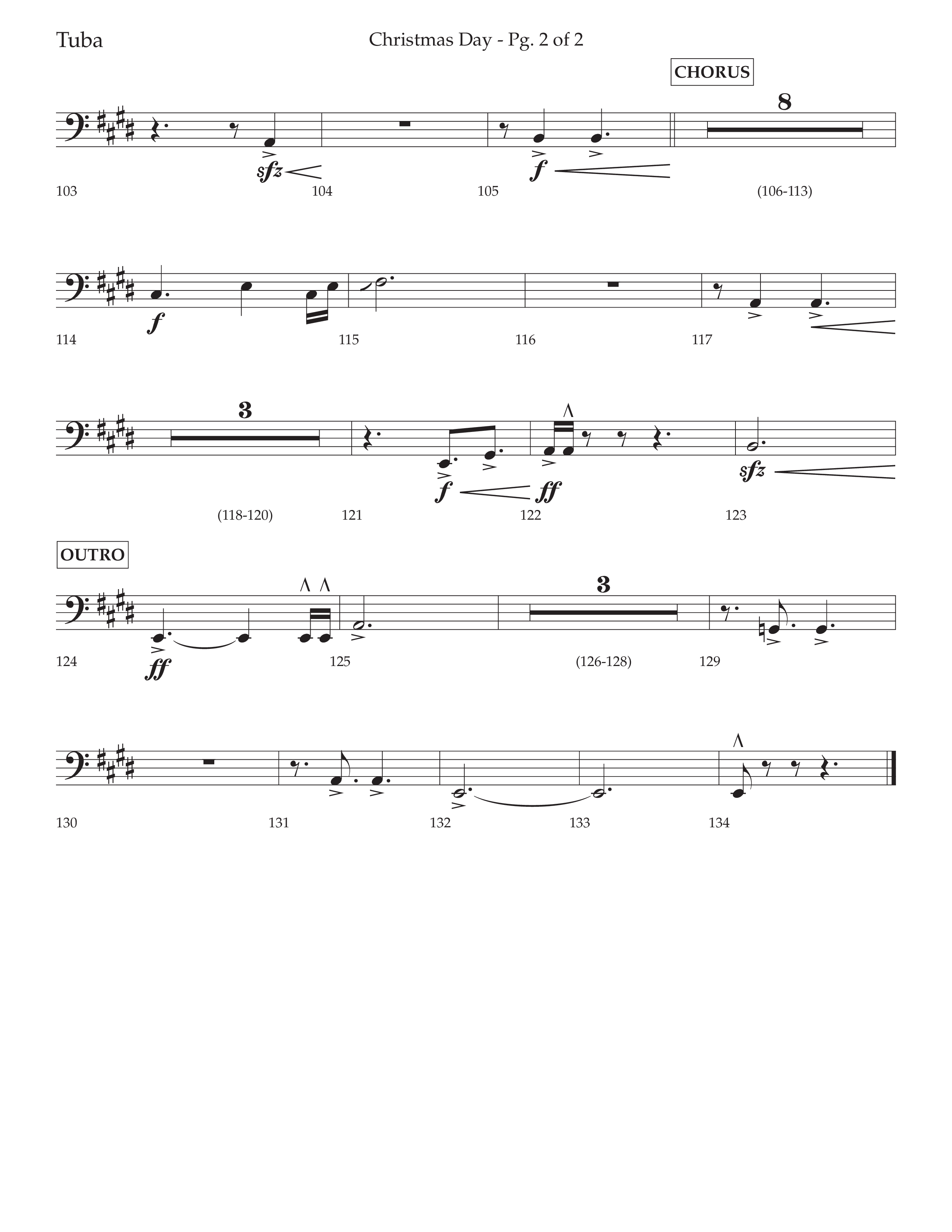 Christmas Day (Choral Anthem SATB) Tuba (Lifeway Choral / Arr. David Wise / Orch. Cliff Duren)