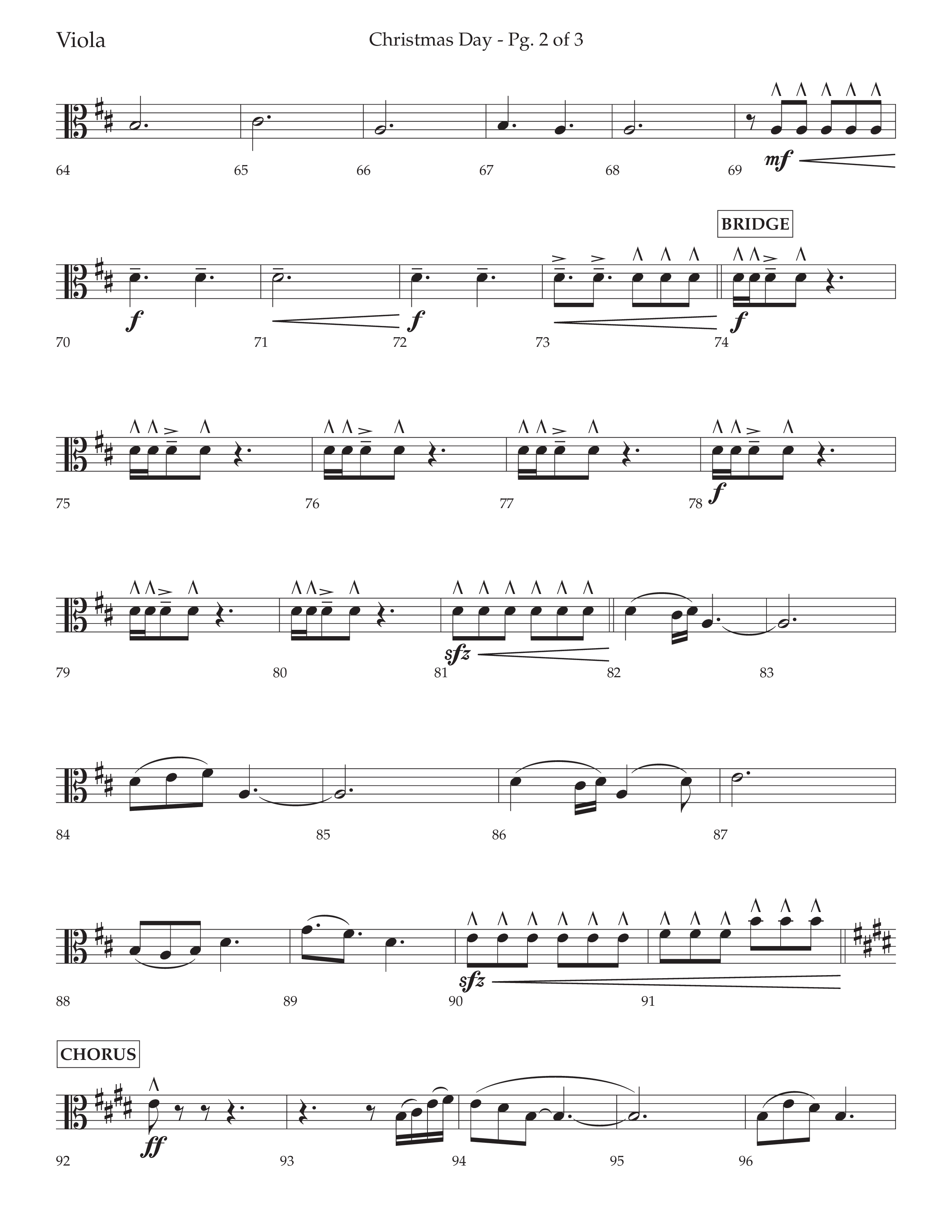 Christmas Day (Choral Anthem SATB) Viola (Lifeway Choral / Arr. David Wise / Orch. Cliff Duren)