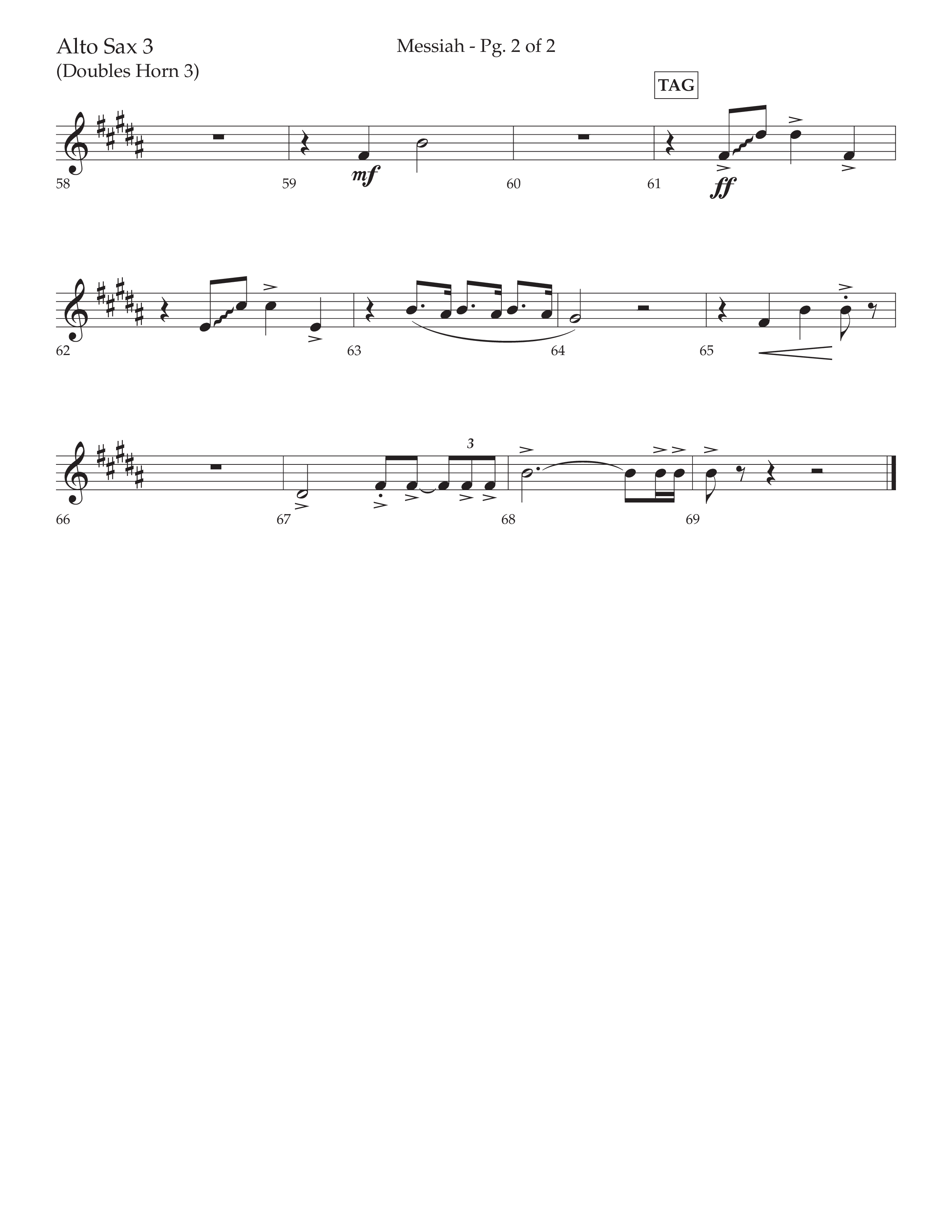 Messiah (Choral Anthem SATB) Alto Sax (Lifeway Choral / Arr. David Wise / Orch. Bradley Knight)