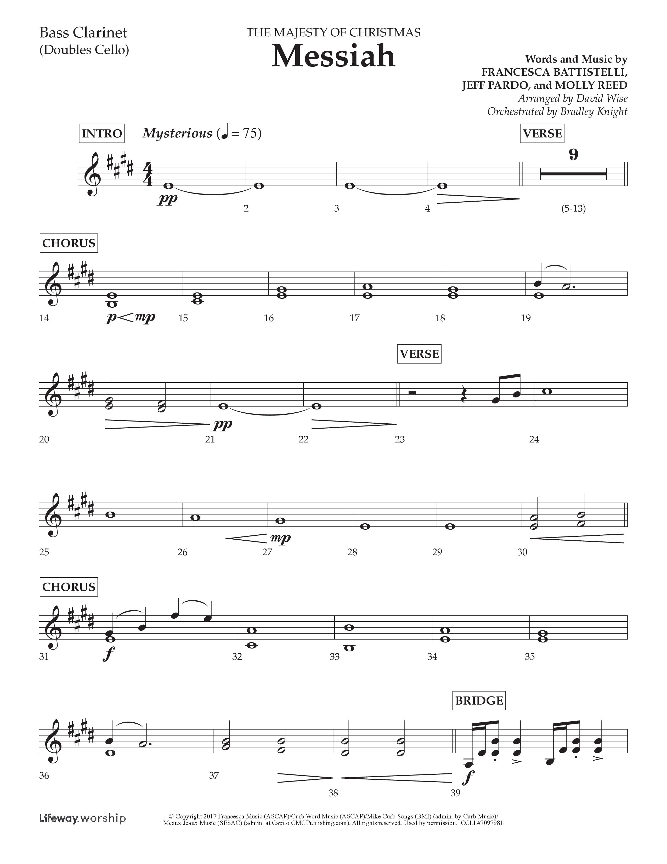 Messiah (Choral Anthem SATB) Bass Clarinet (Lifeway Choral / Arr. David Wise / Orch. Bradley Knight)