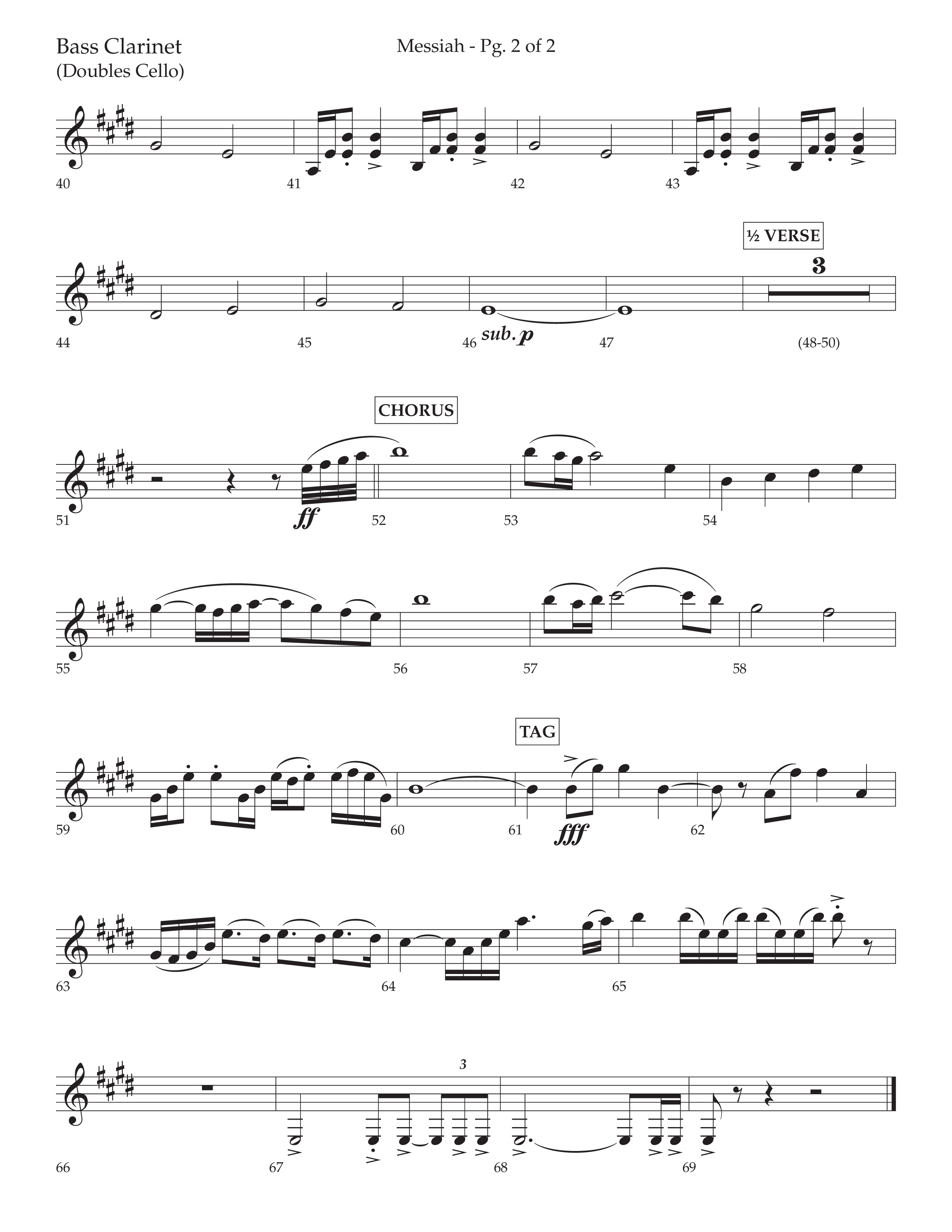 Messiah (Choral Anthem SATB) Bass Clarinet (Lifeway Choral / Arr. David Wise / Orch. Bradley Knight)