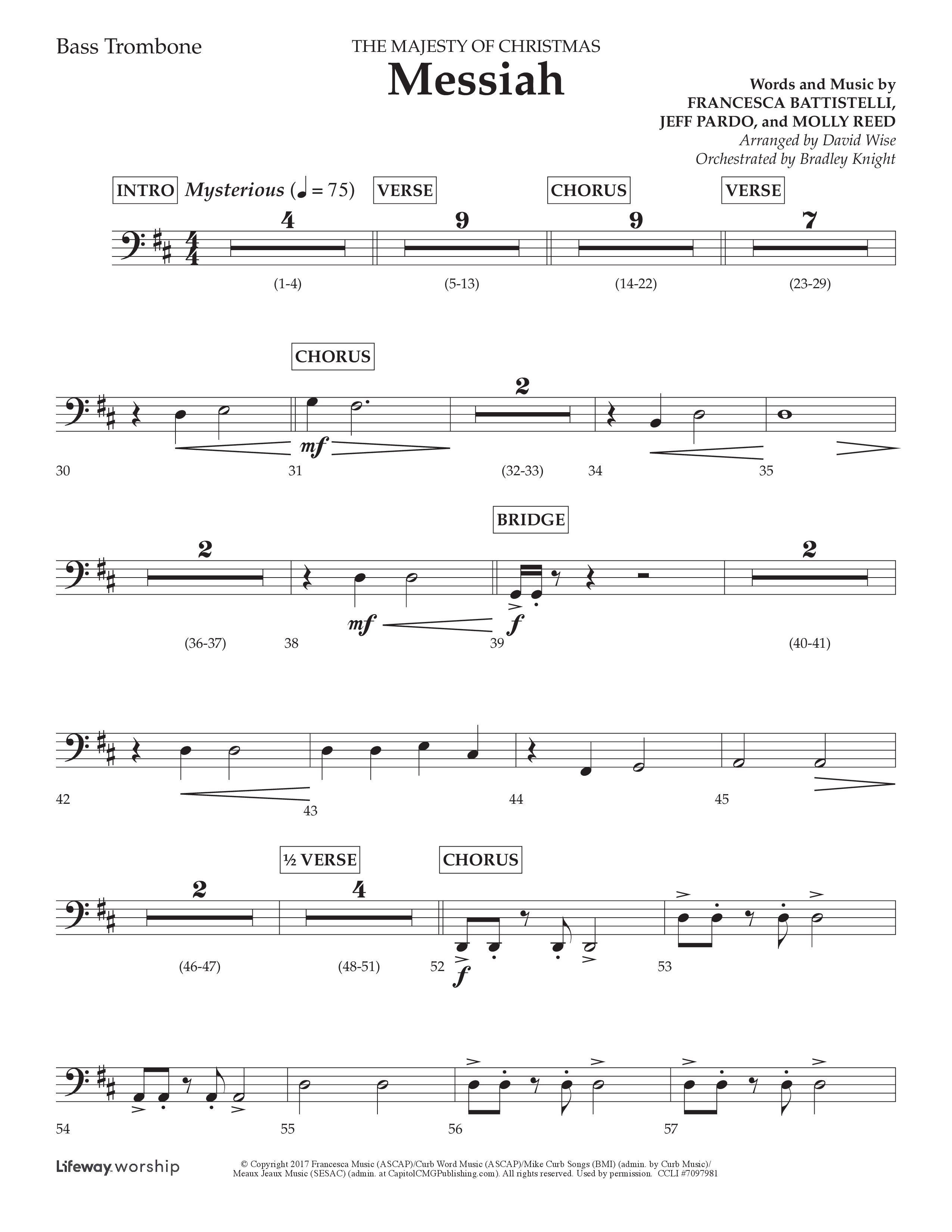 Messiah (Choral Anthem SATB) Bass Trombone (Lifeway Choral / Arr. David Wise / Orch. Bradley Knight)