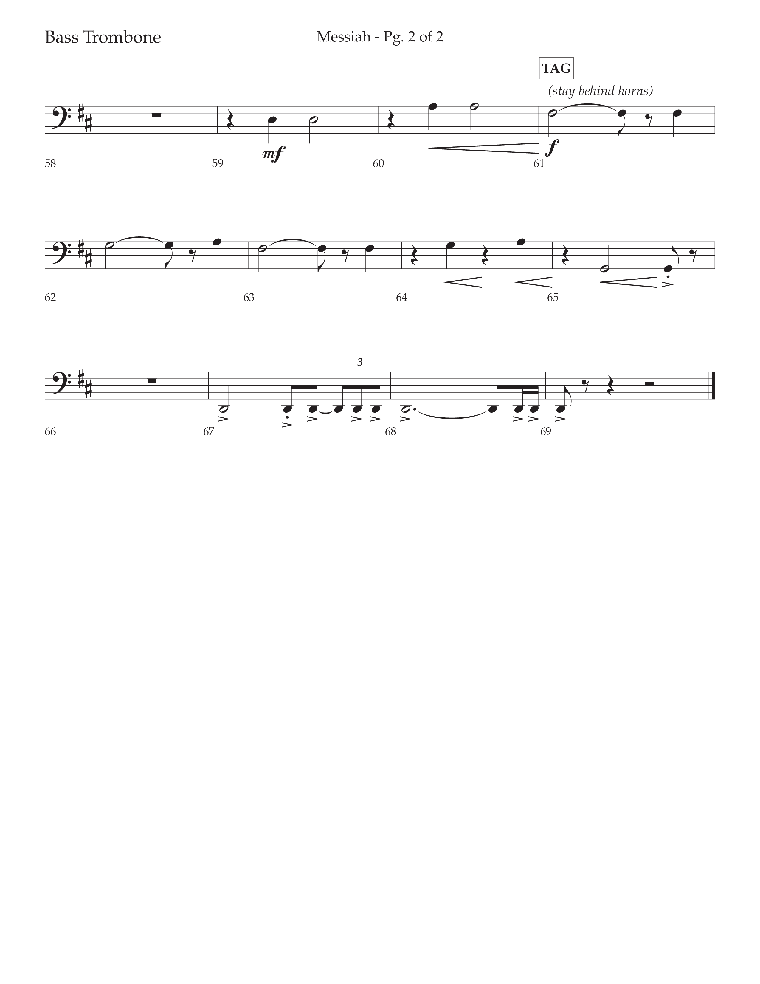Messiah (Choral Anthem SATB) Bass Trombone (Lifeway Choral / Arr. David Wise / Orch. Bradley Knight)