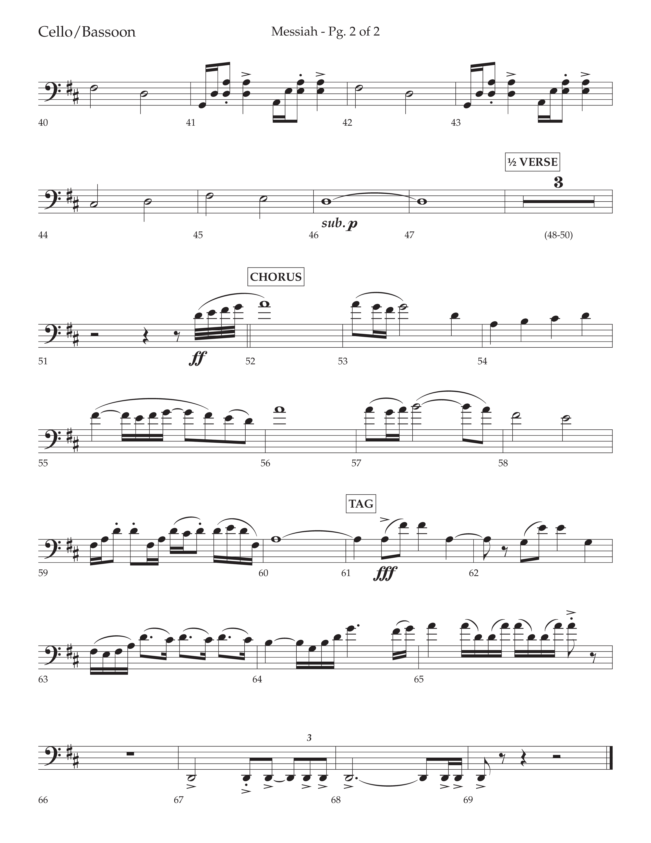 Messiah (Choral Anthem SATB) Cello (Lifeway Choral / Arr. David Wise / Orch. Bradley Knight)