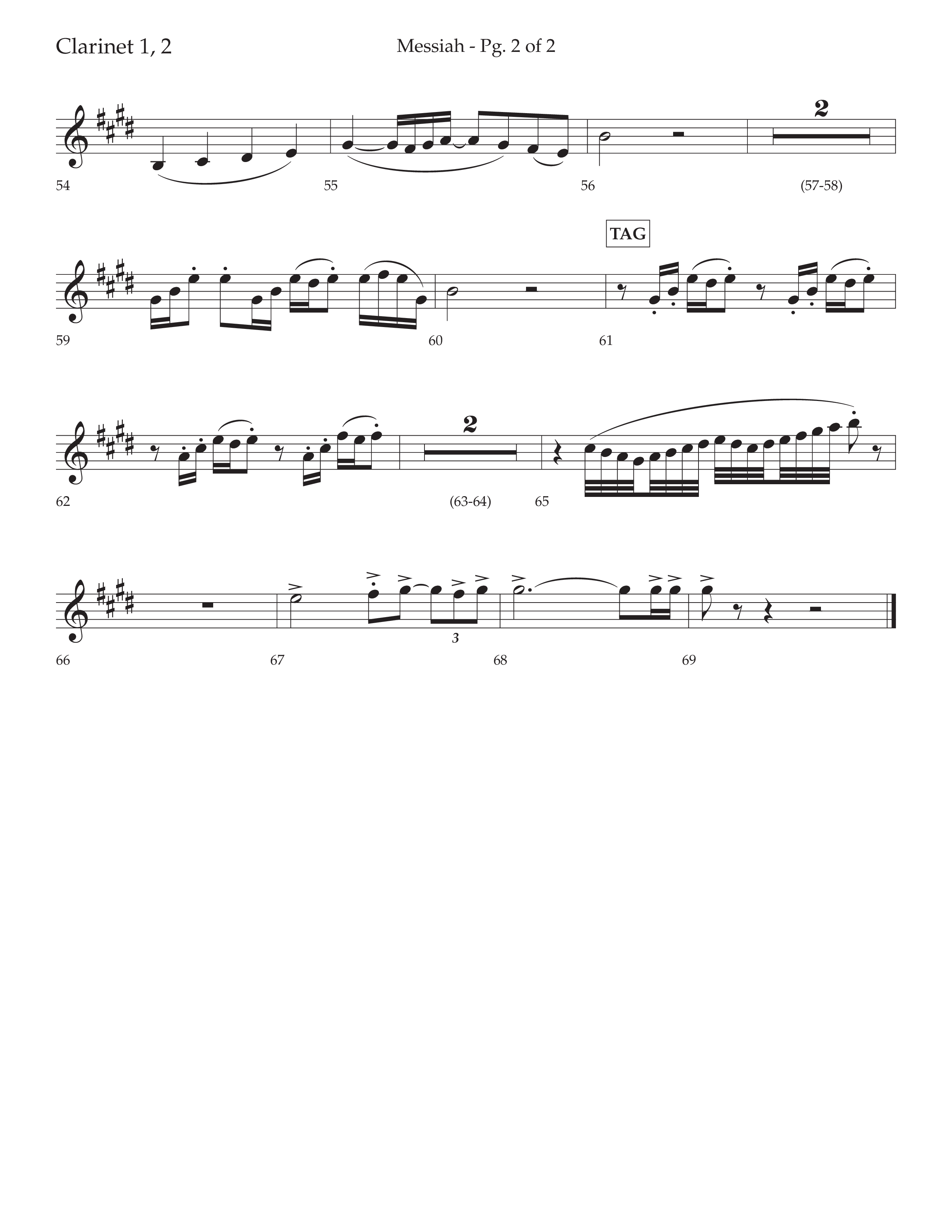 Messiah (Choral Anthem SATB) Clarinet 1/2 (Lifeway Choral / Arr. David Wise / Orch. Bradley Knight)
