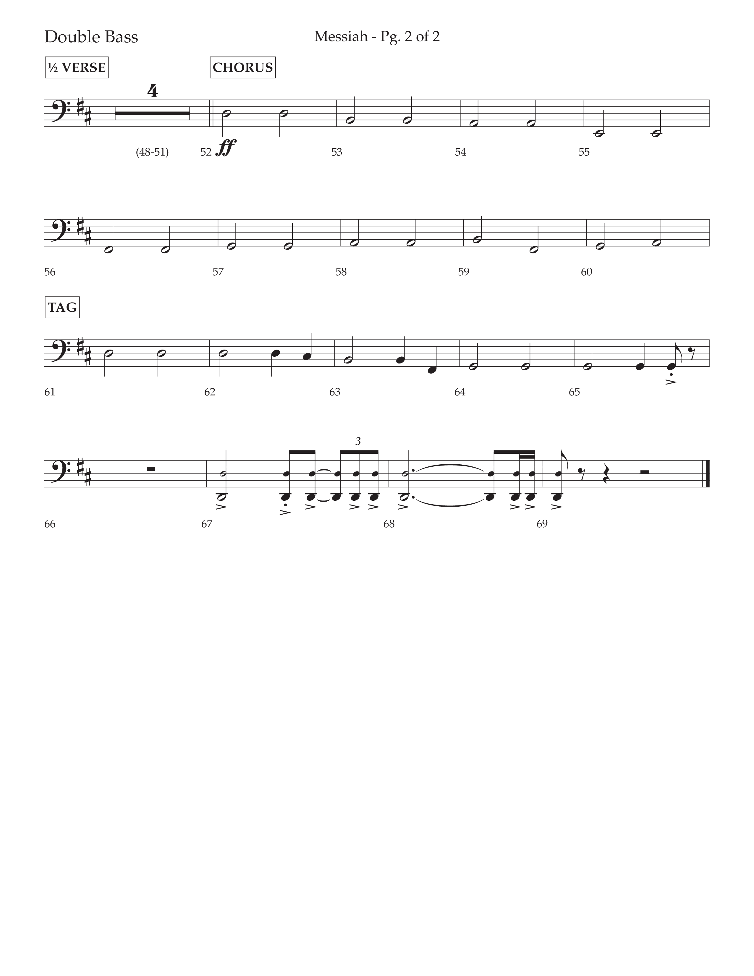 Messiah (Choral Anthem SATB) Double Bass (Lifeway Choral / Arr. David Wise / Orch. Bradley Knight)