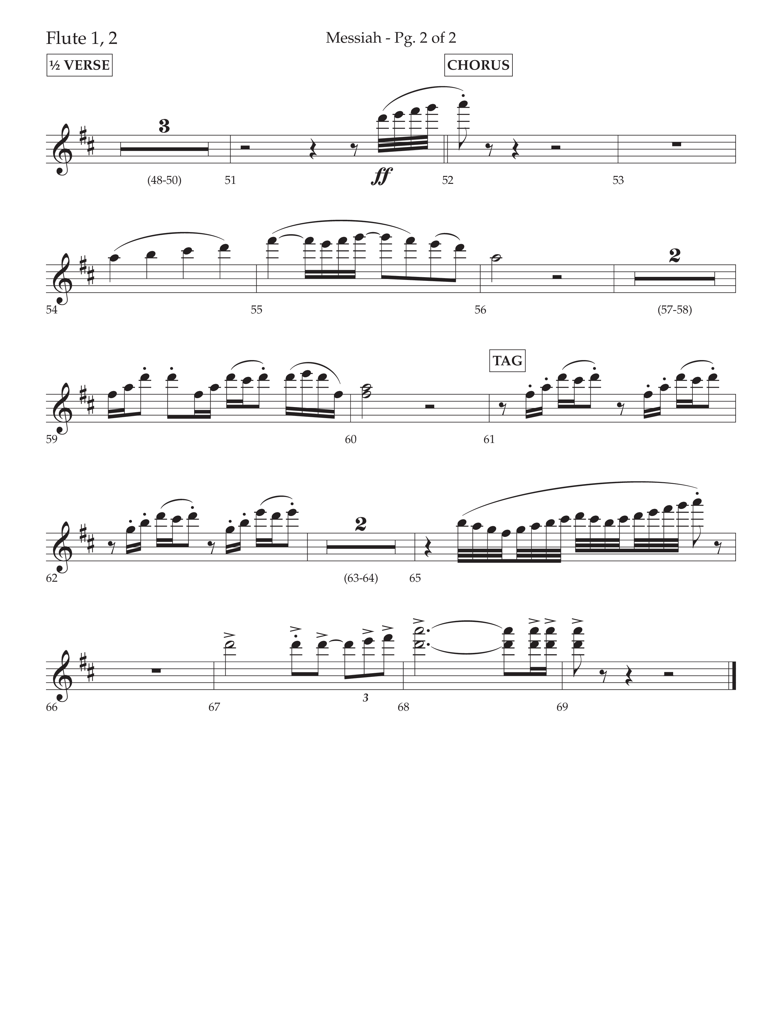Messiah (Choral Anthem SATB) Flute 1/2 (Lifeway Choral / Arr. David Wise / Orch. Bradley Knight)