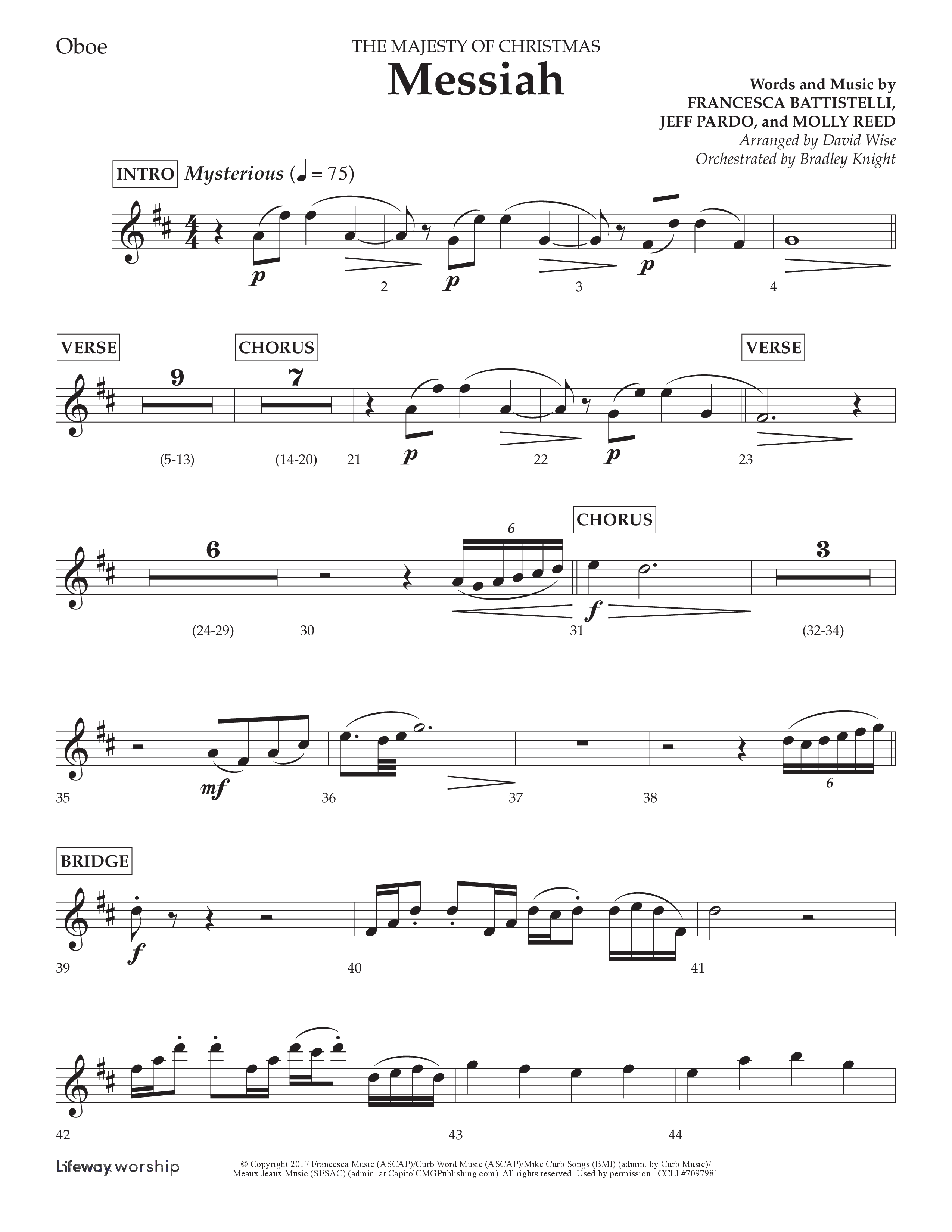 Messiah (Choral Anthem SATB) Oboe (Lifeway Choral / Arr. David Wise / Orch. Bradley Knight)