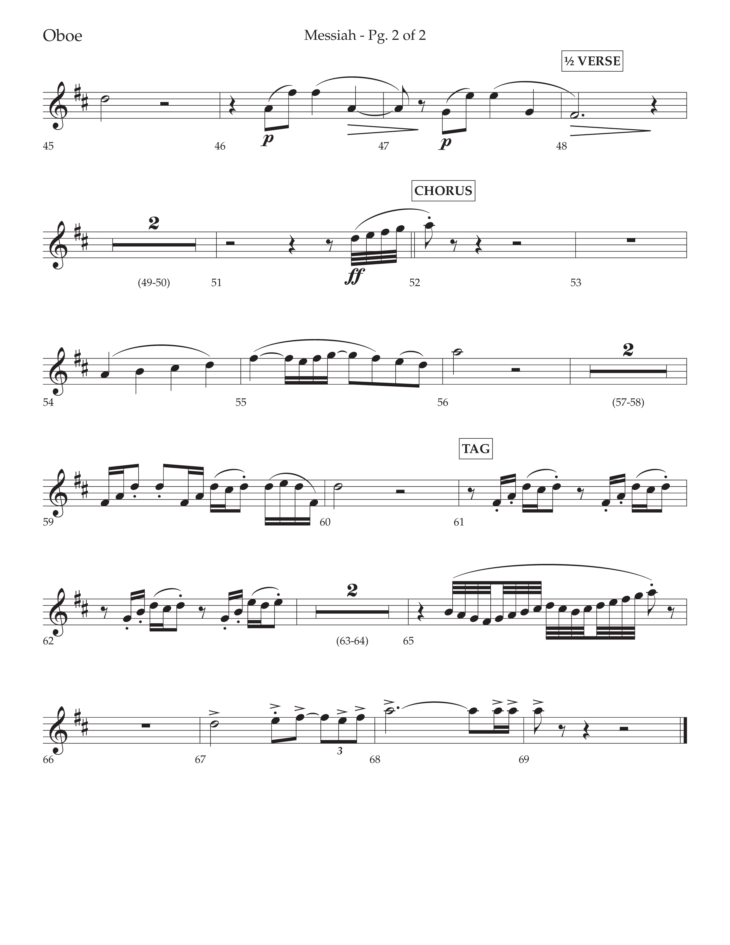 Messiah (Choral Anthem SATB) Oboe (Lifeway Choral / Arr. David Wise / Orch. Bradley Knight)