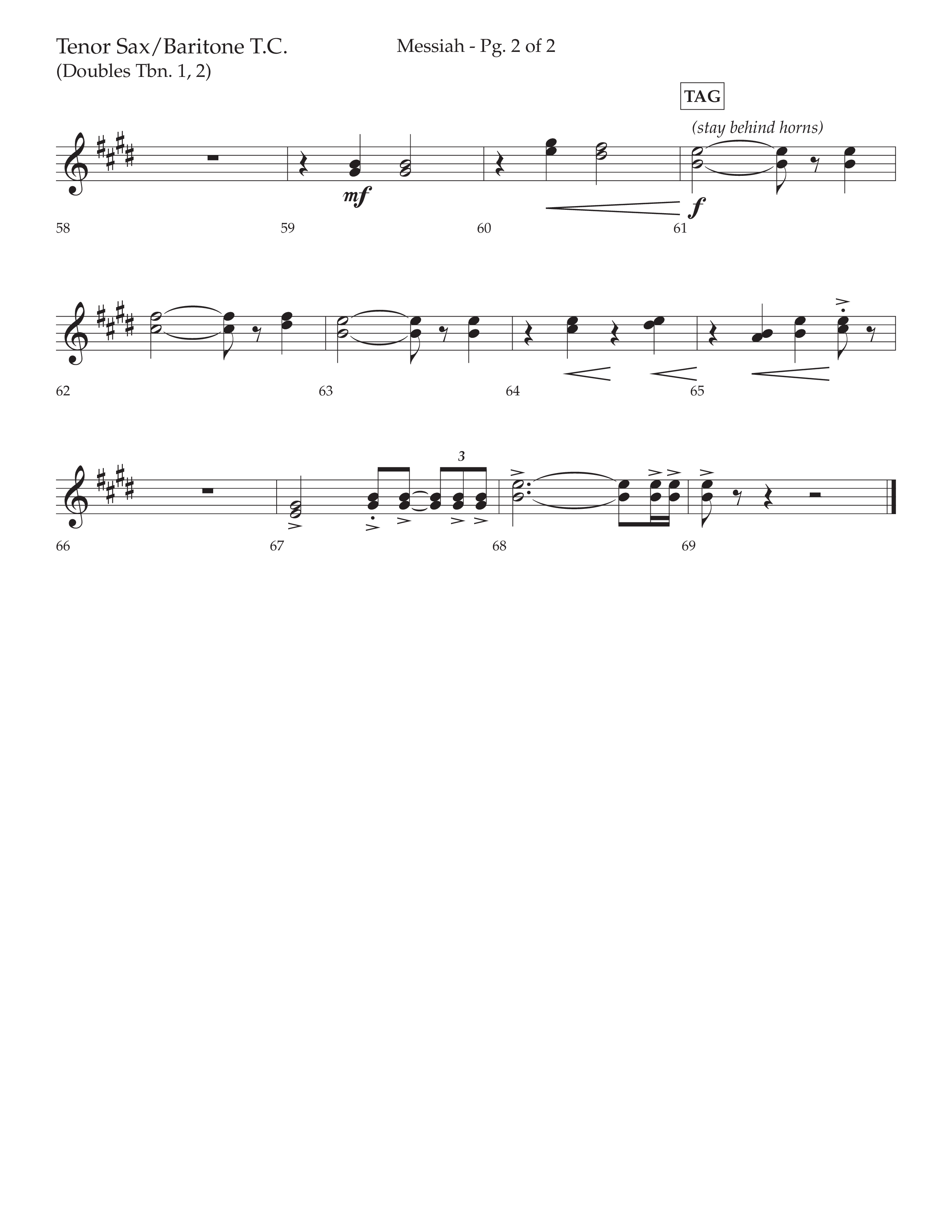 Messiah (Choral Anthem SATB) Tenor Sax/Baritone T.C. (Lifeway Choral / Arr. David Wise / Orch. Bradley Knight)