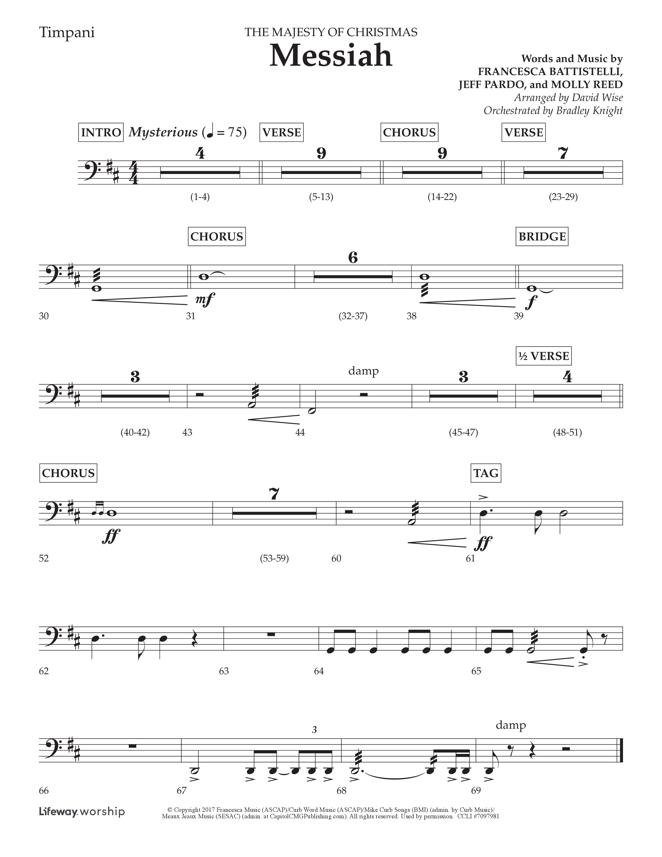 Messiah (Choral Anthem SATB) Timpani (Lifeway Choral / Arr. David Wise / Orch. Bradley Knight)