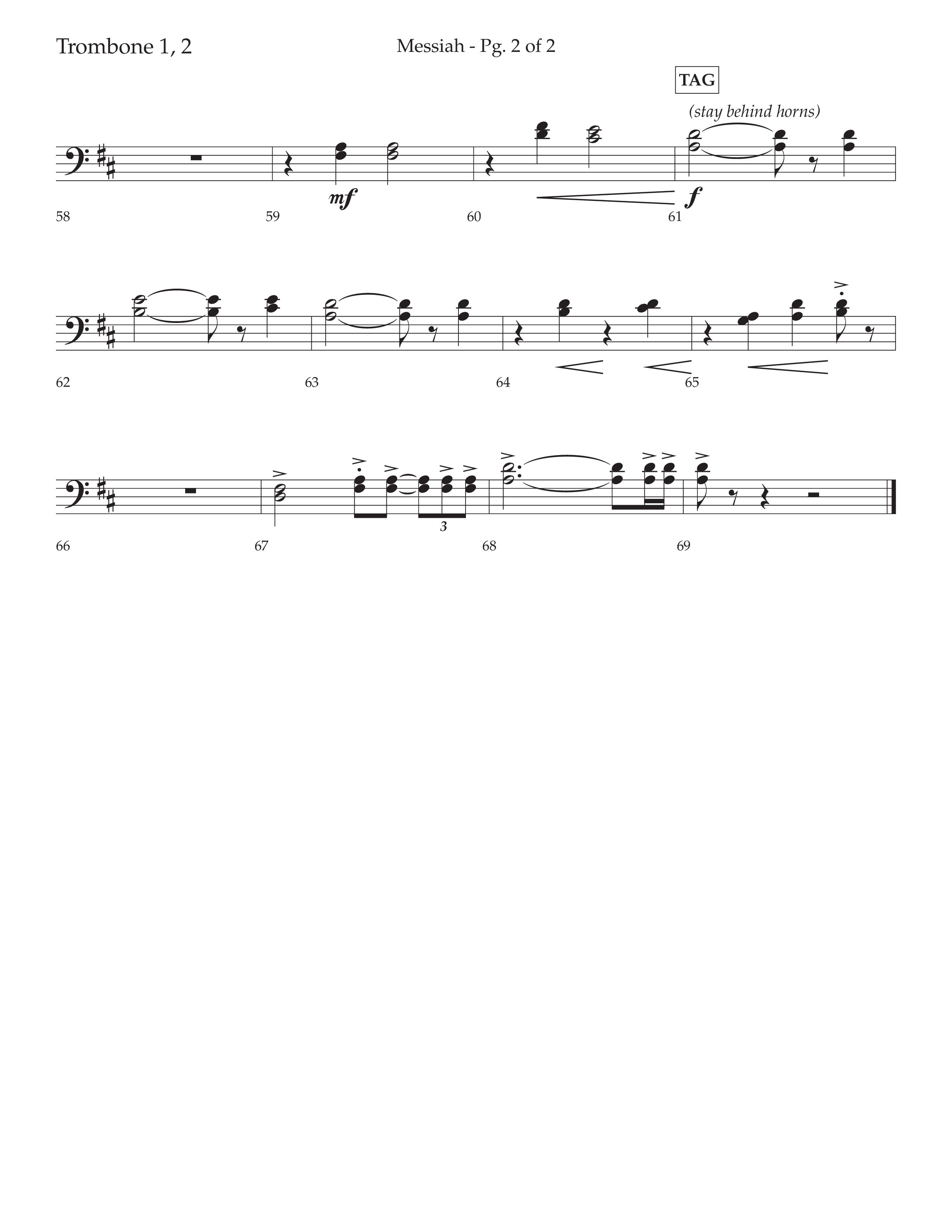 Messiah (Choral Anthem SATB) Trombone 1/2 (Lifeway Choral / Arr. David Wise / Orch. Bradley Knight)