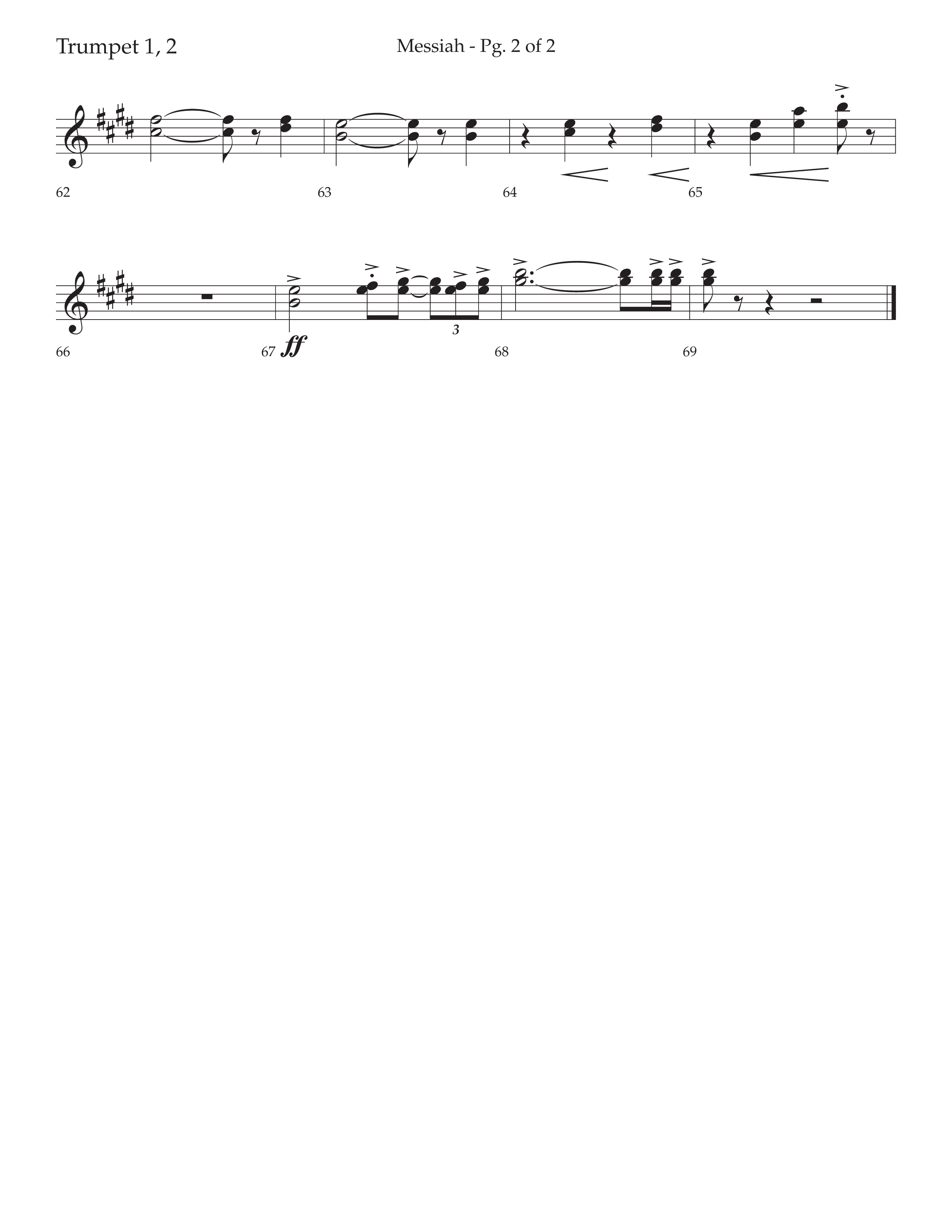 Messiah (Choral Anthem SATB) Trumpet 1,2 (Lifeway Choral / Arr. David Wise / Orch. Bradley Knight)