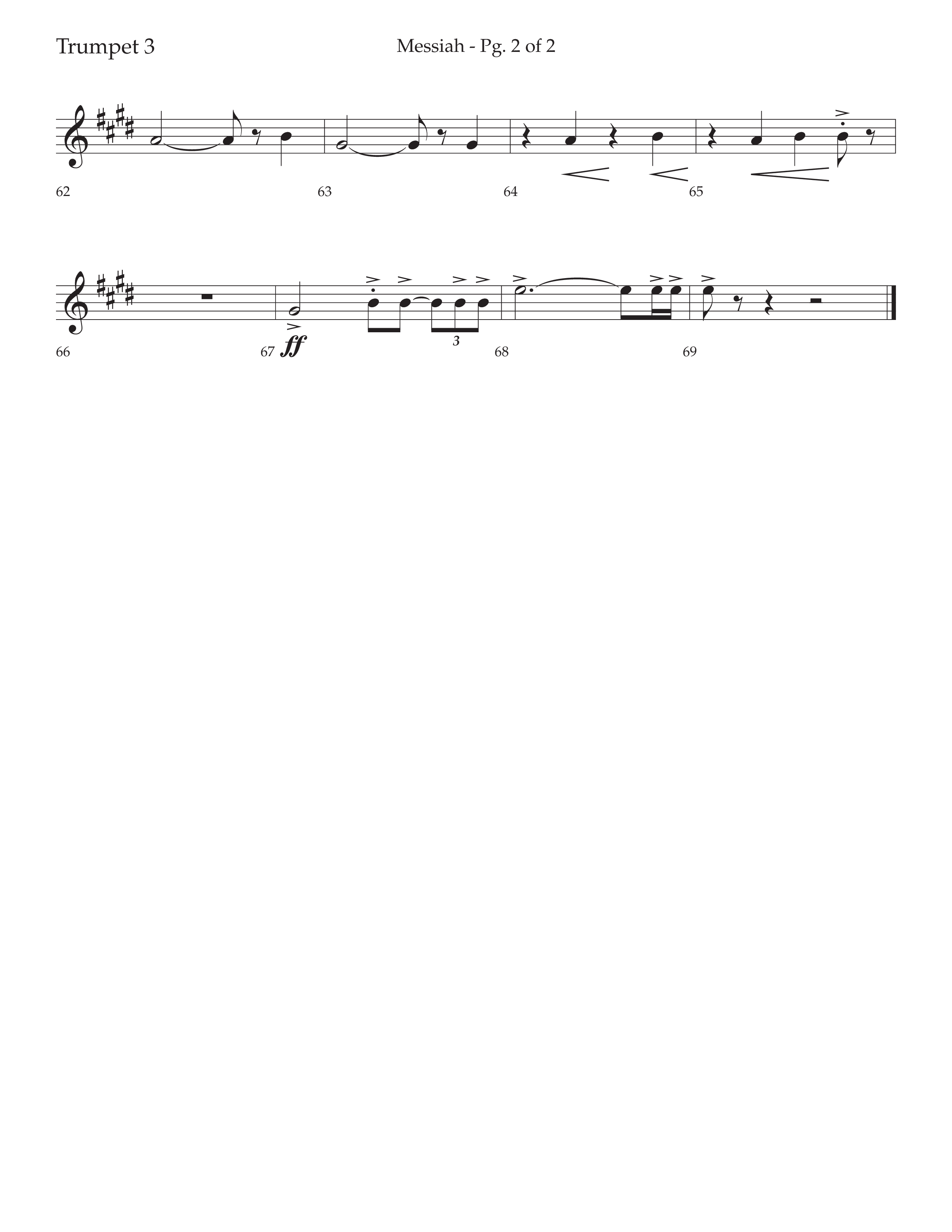 Messiah (Choral Anthem SATB) Trumpet 3 (Lifeway Choral / Arr. David Wise / Orch. Bradley Knight)
