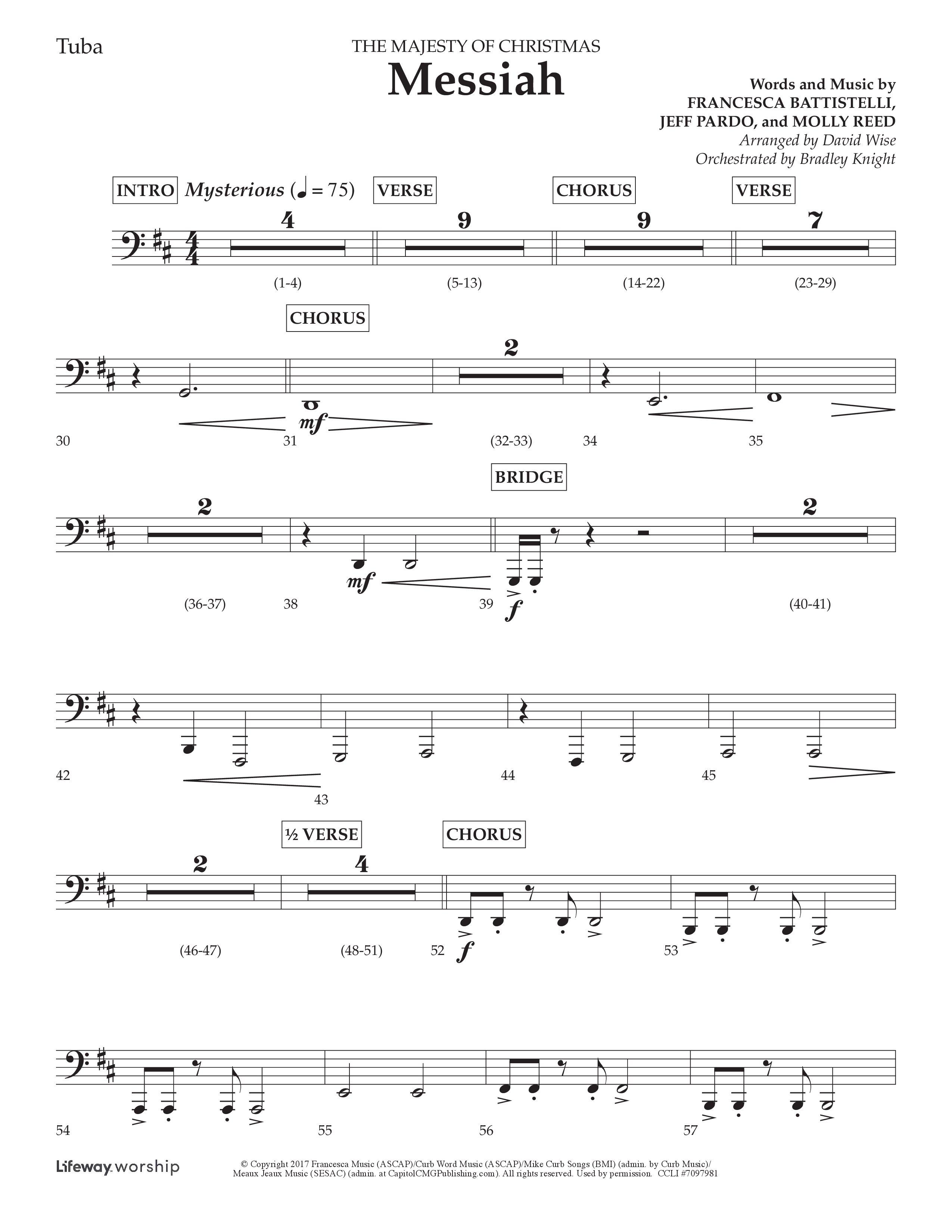 Messiah (Choral Anthem SATB) Tuba (Lifeway Choral / Arr. David Wise / Orch. Bradley Knight)
