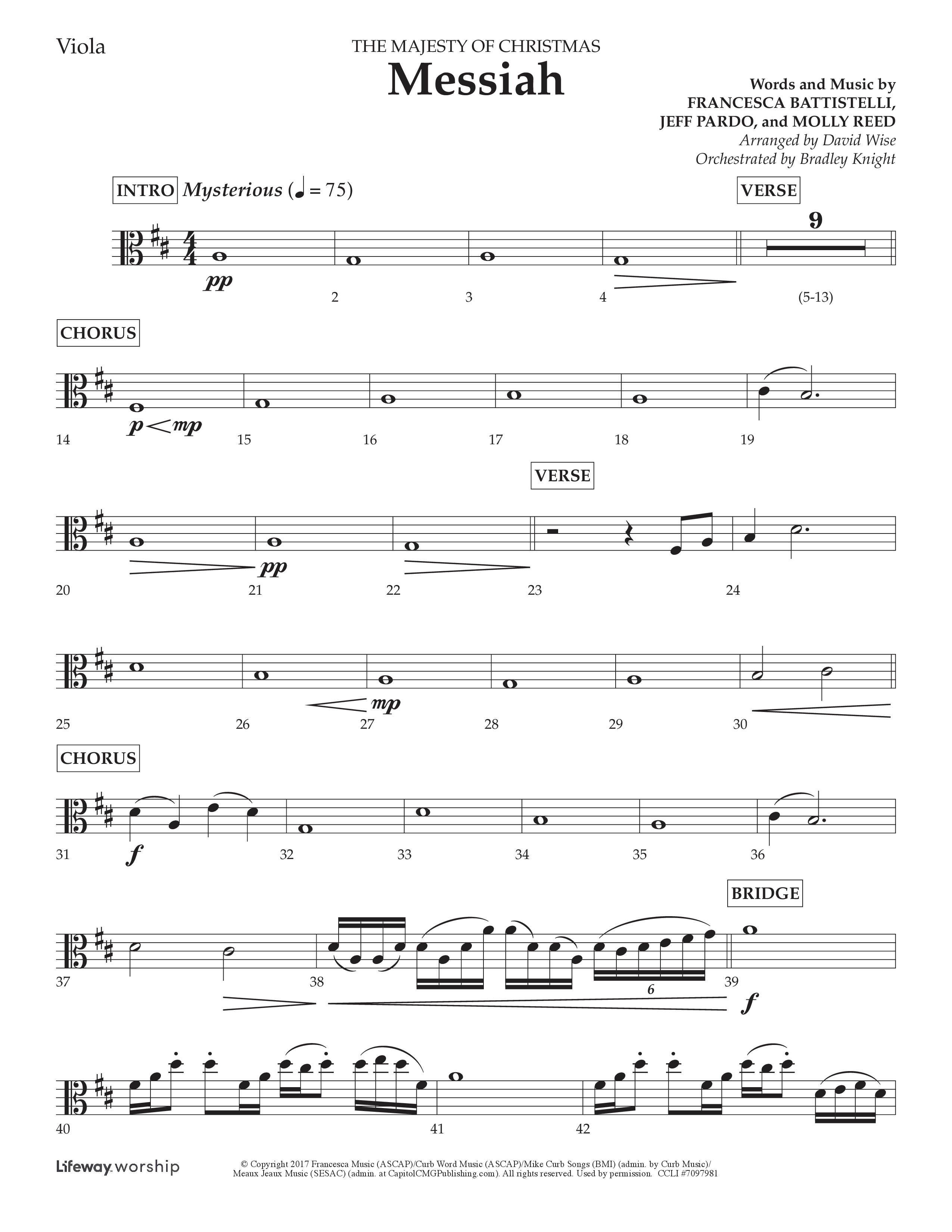 Messiah (Choral Anthem SATB) Viola (Lifeway Choral / Arr. David Wise / Orch. Bradley Knight)