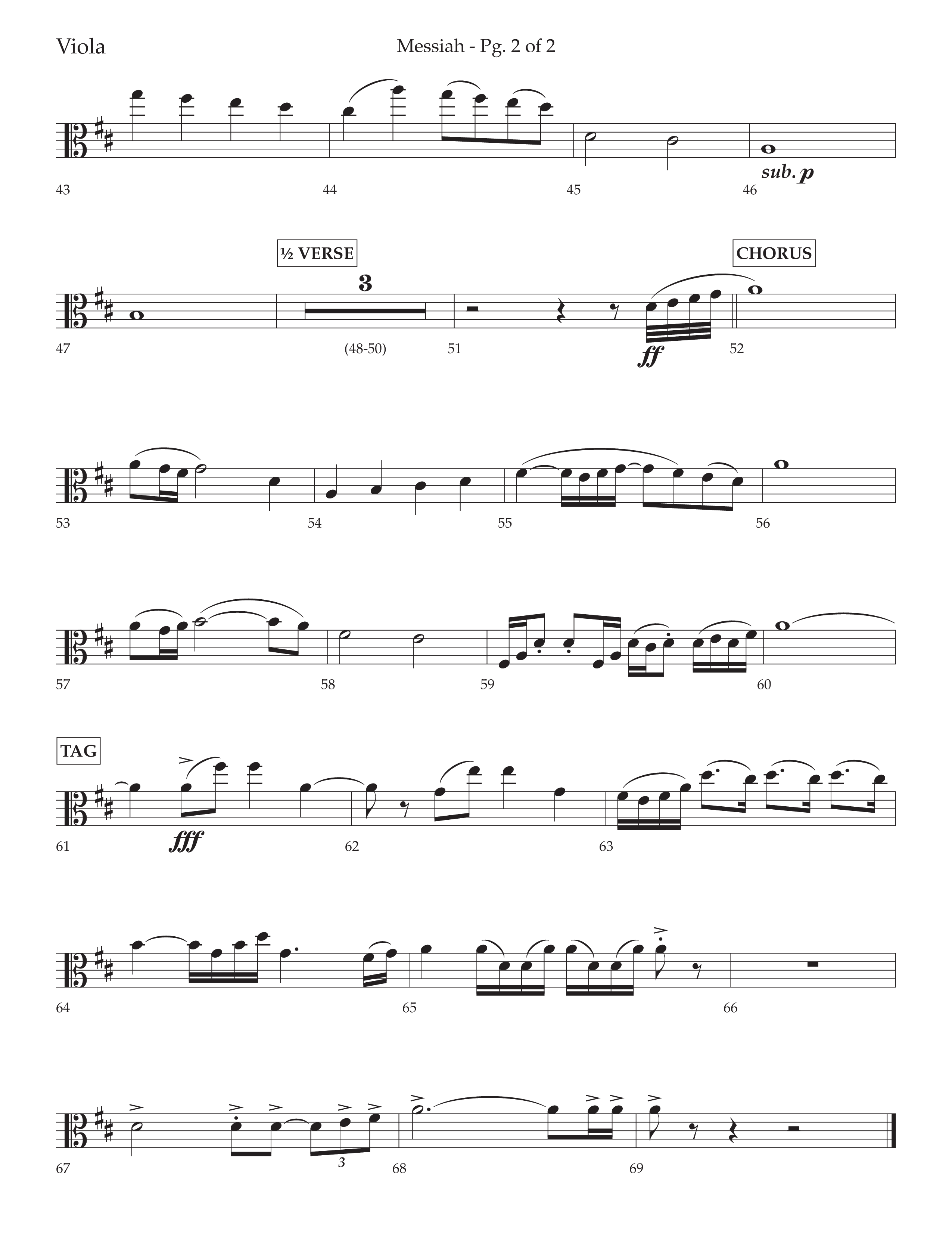 Messiah (Choral Anthem SATB) Viola (Lifeway Choral / Arr. David Wise / Orch. Bradley Knight)