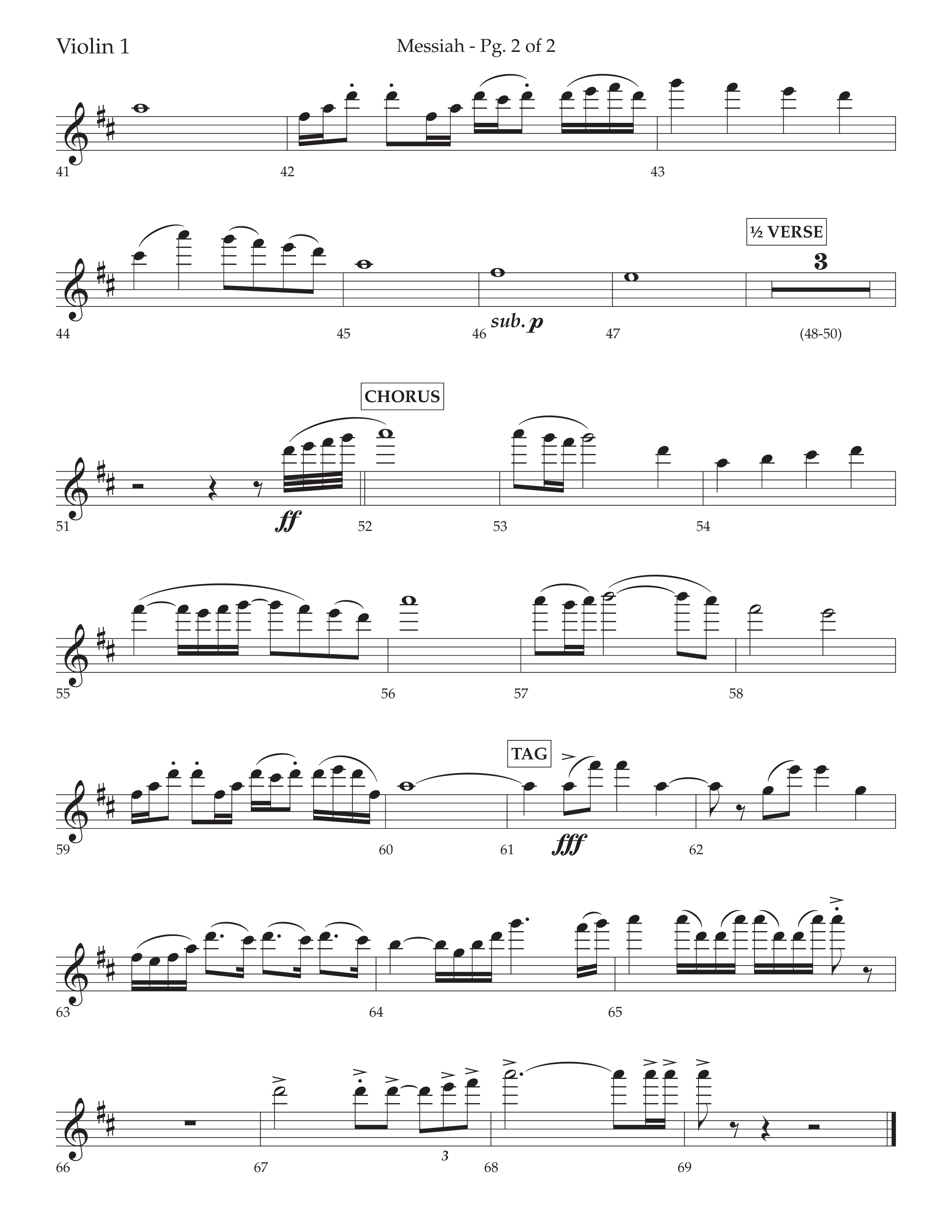 Messiah (Choral Anthem SATB) Violin 1 (Lifeway Choral / Arr. David Wise / Orch. Bradley Knight)