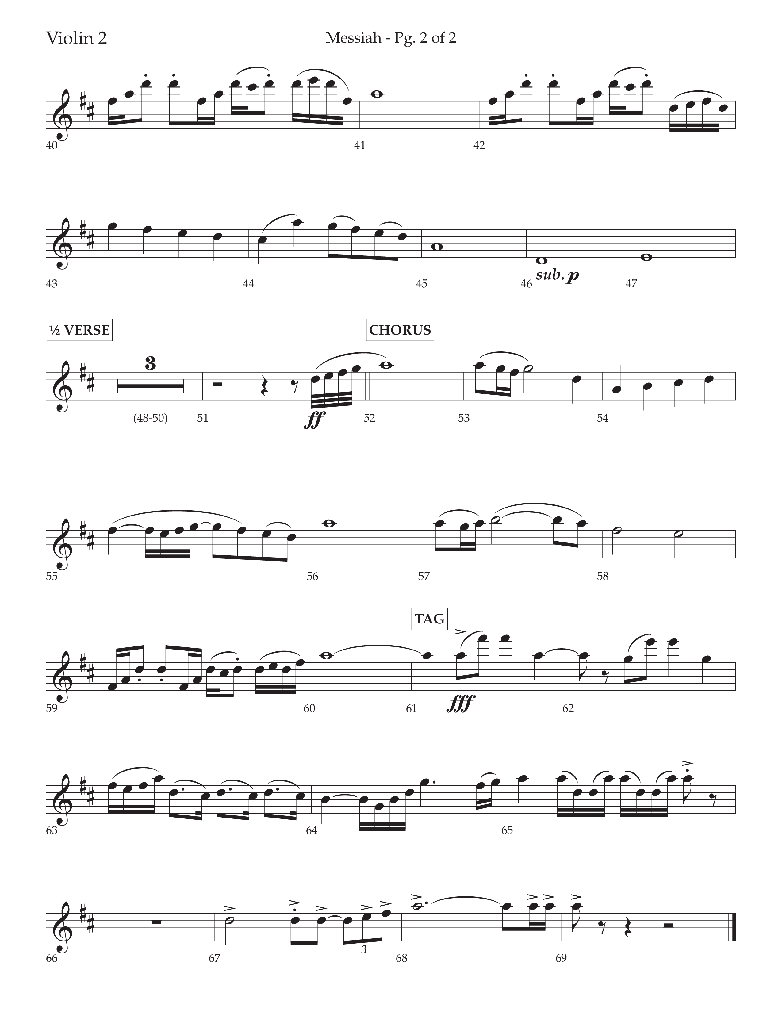 Messiah (Choral Anthem SATB) Violin 2 (Lifeway Choral / Arr. David Wise / Orch. Bradley Knight)