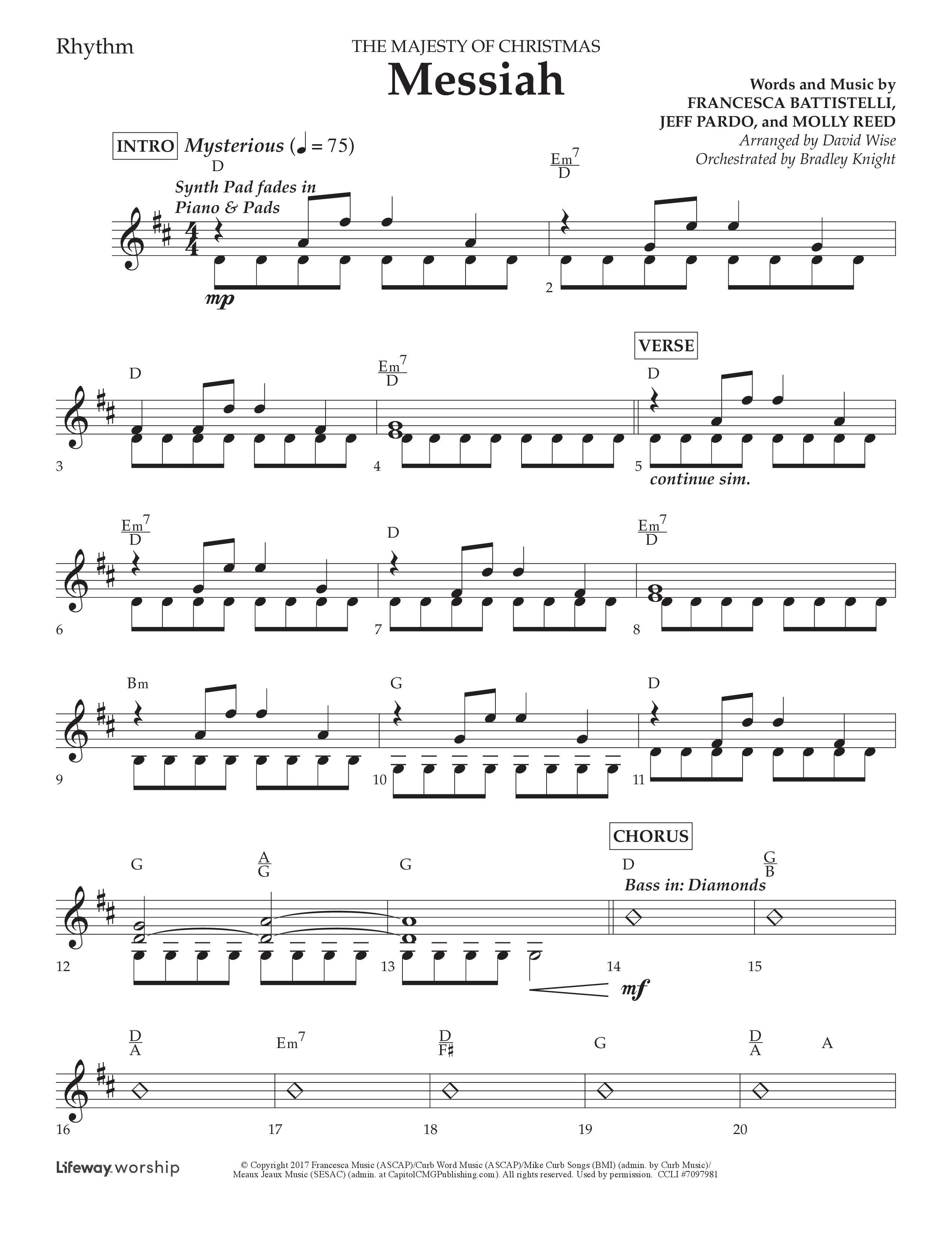 Messiah (Choral Anthem SATB) Lead Melody & Rhythm (Lifeway Choral / Arr. David Wise / Orch. Bradley Knight)